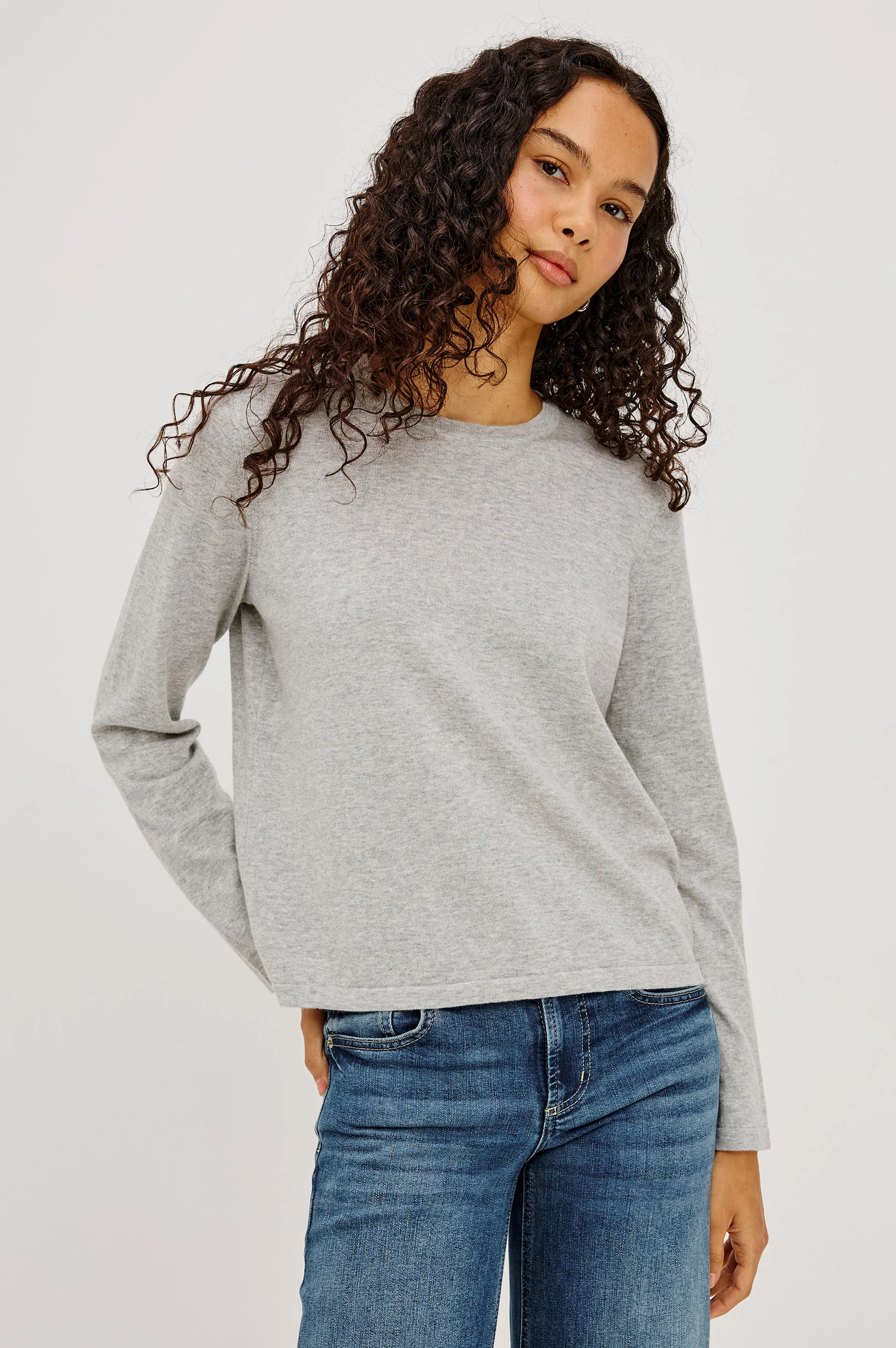 Cotton Cashmere Long Sleeve T-Shirt - Heather Grey