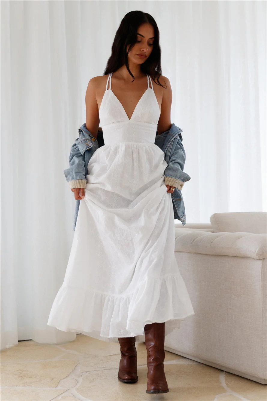 Crystal Clarity Maxi Dress White - luluinthesky