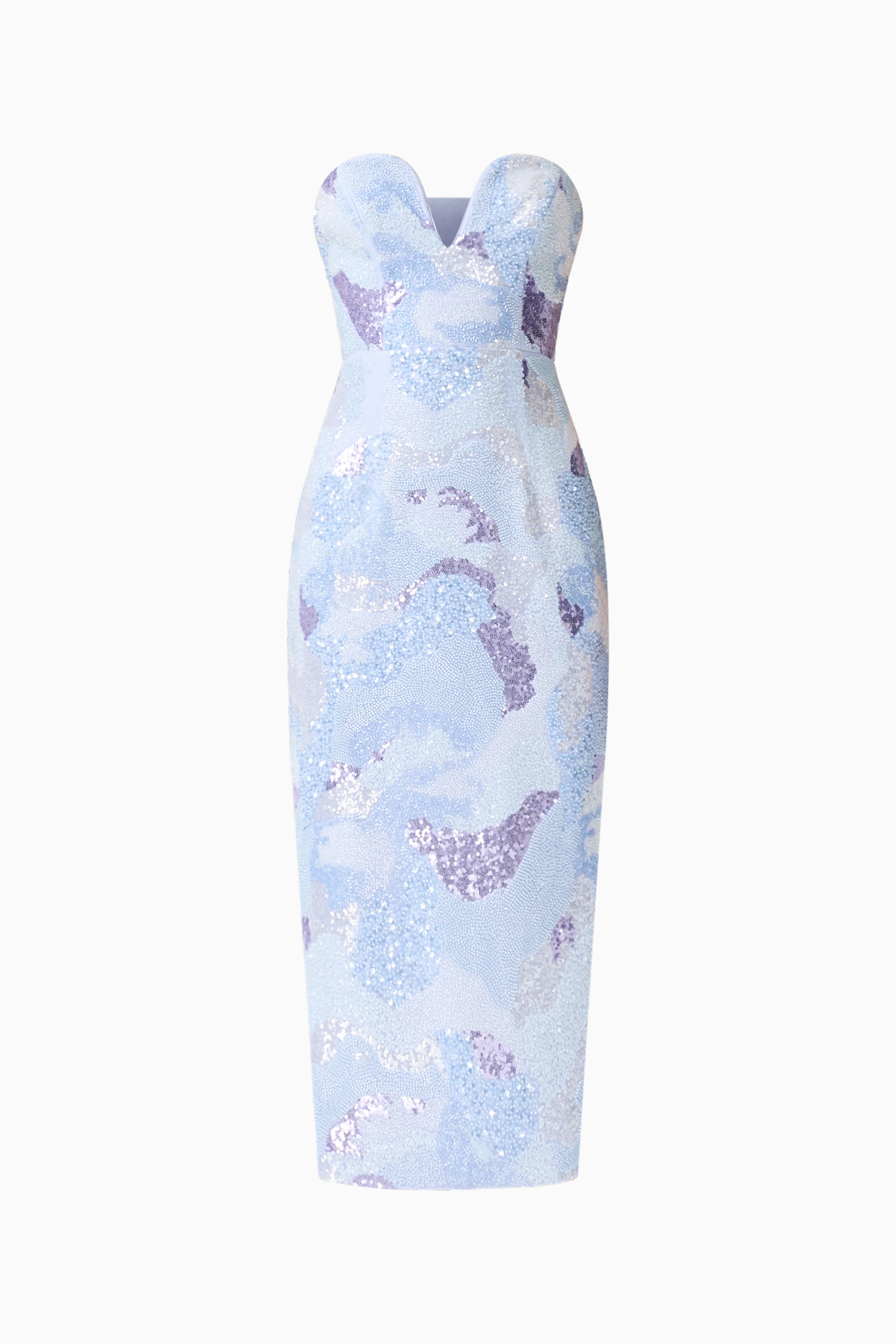 Aurae Embellished Midi Dress in Sky Blue
