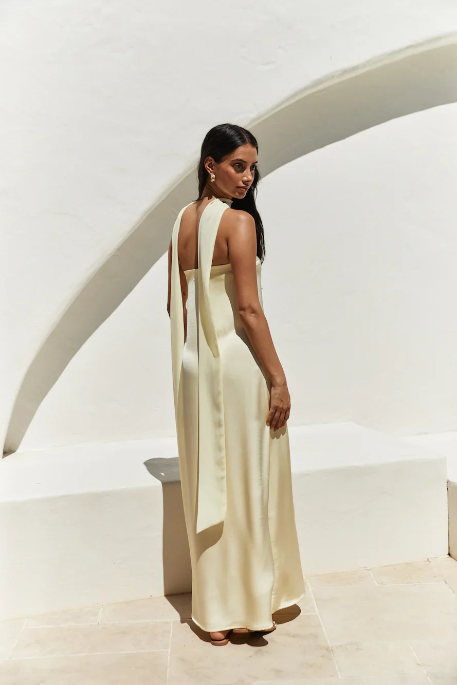 Radiant Rhythm Strapless Maxi Dress Yellow