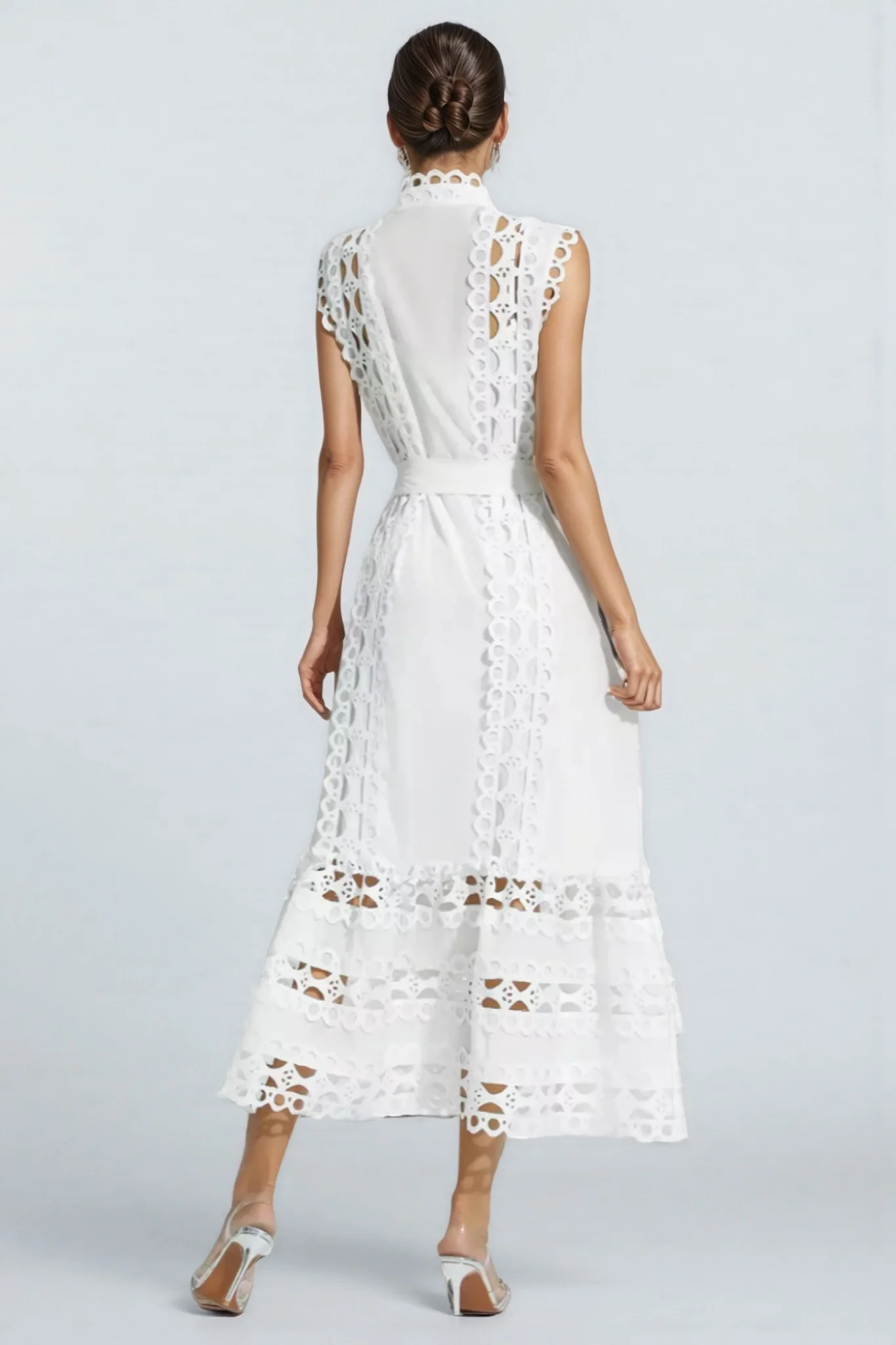 Yarera White Sleeveless Hollow Maxi Dress
