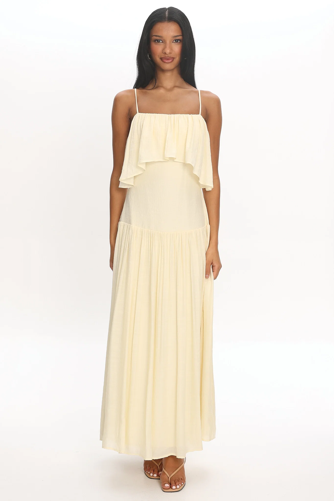 Eros Ruffle Maxi Dress Cream