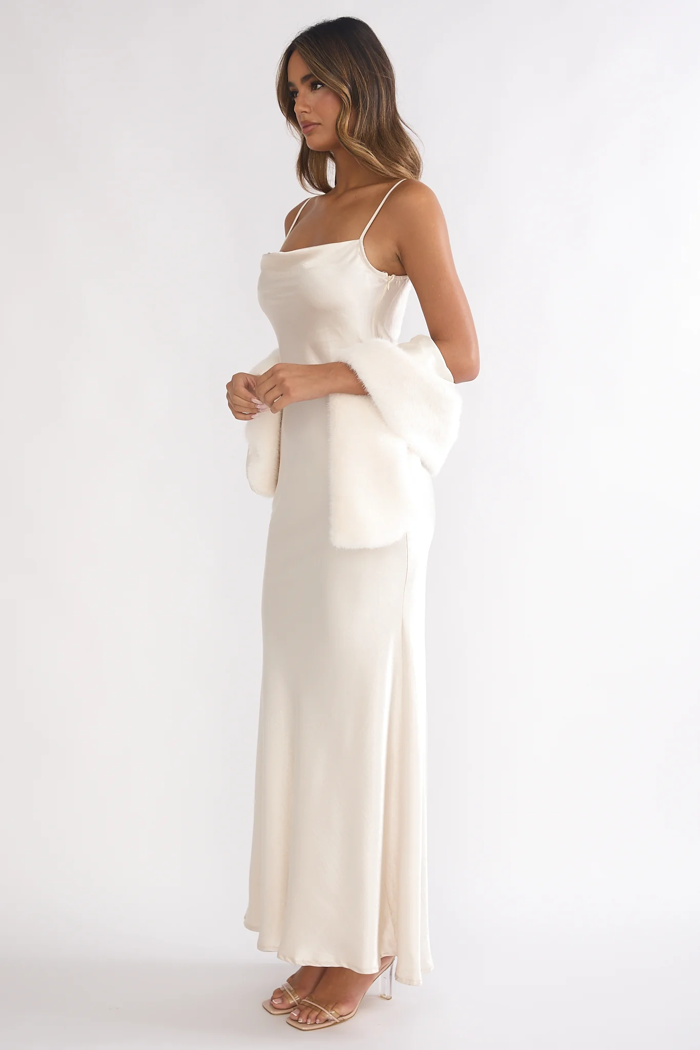 Hadley Cami Scarf Maxi Dress Cream - luluinthesky