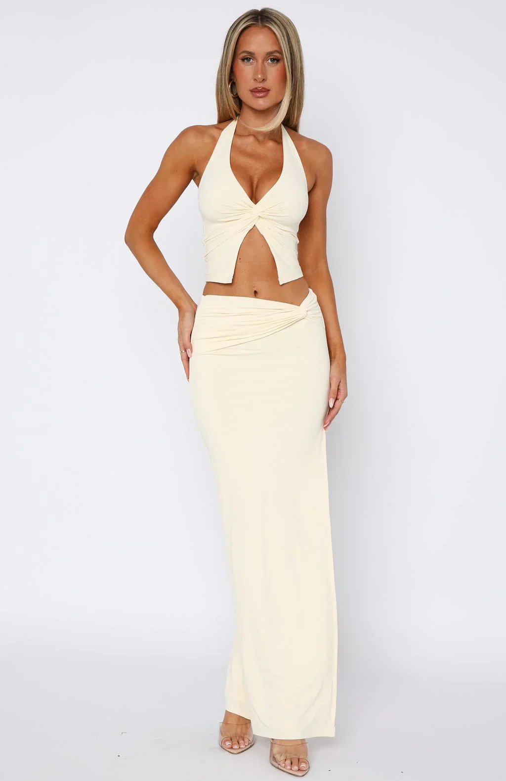 Made You Look Maxi Skirt Bone