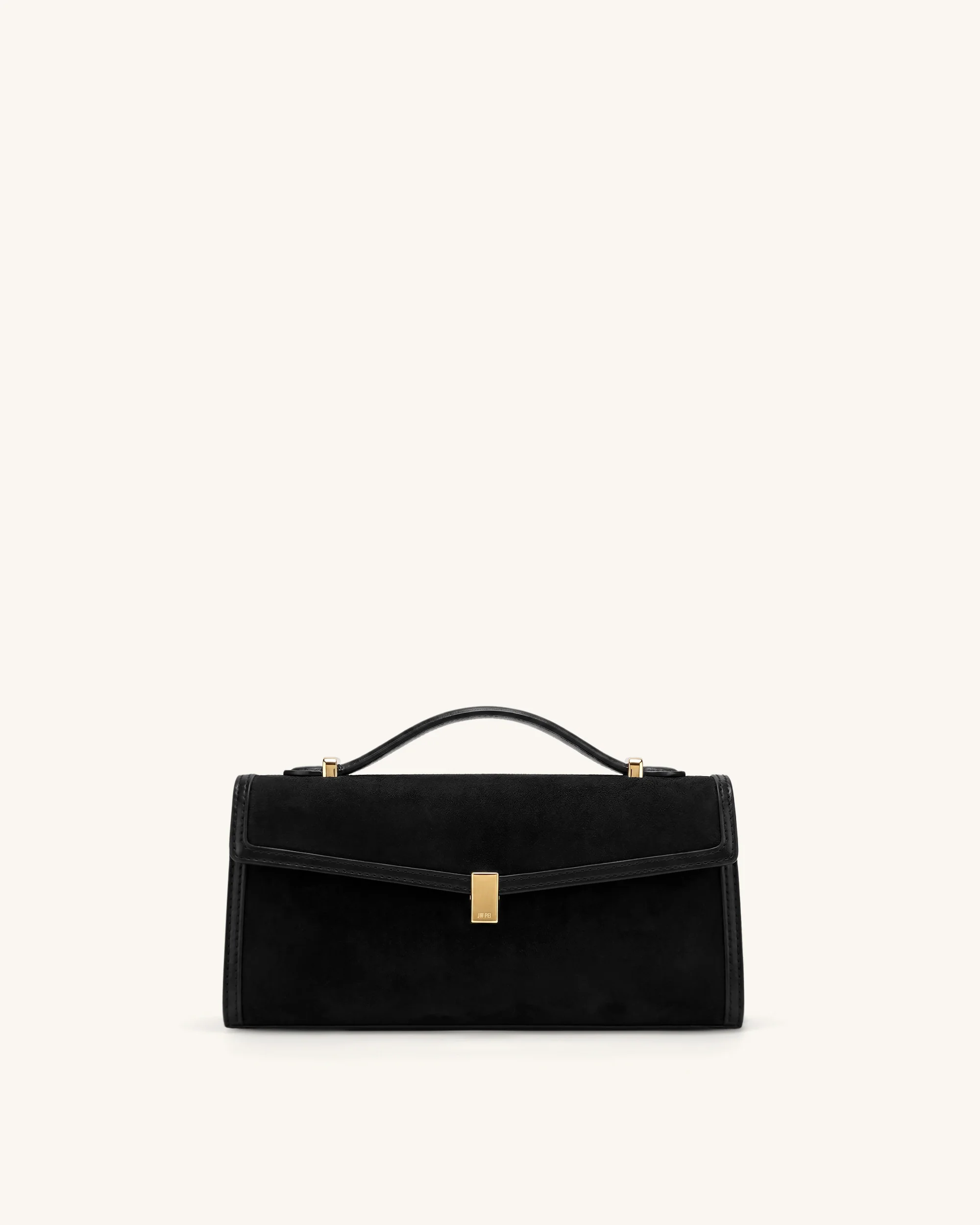 Delphine Faux Suede Top Handle Bag - Black