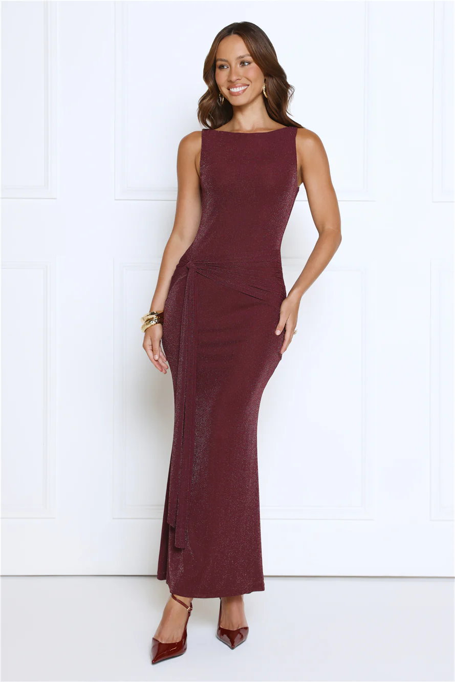 Mariner’s Glow Glitter Maxi Dress Plum
