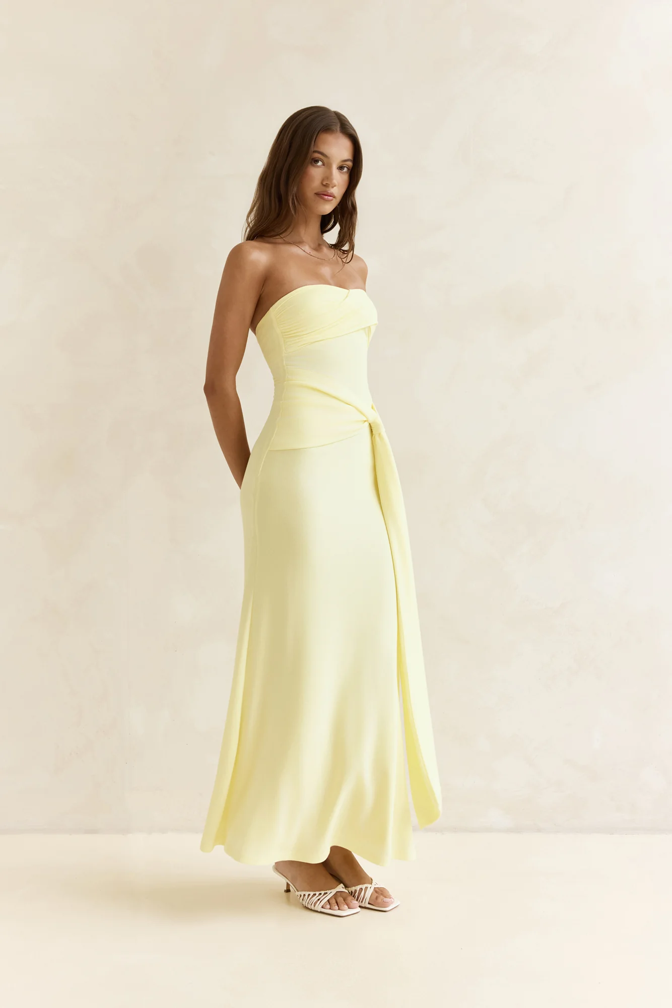 Follow You Strapless Maxi Dress Yellow - luluinthesky
