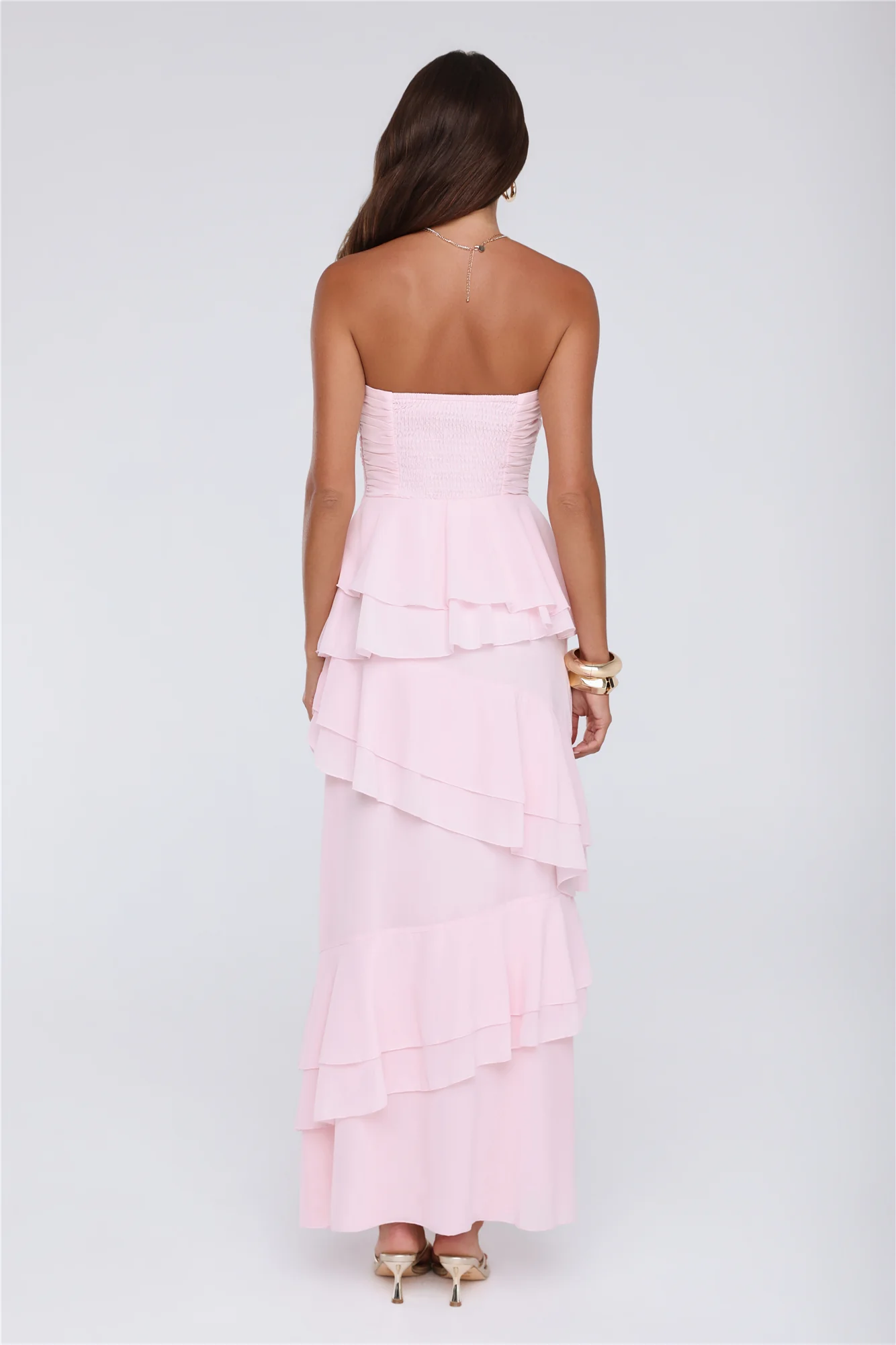 Dressed To Be Seen Strapless Maxi Dress Pink - FASHION NOB