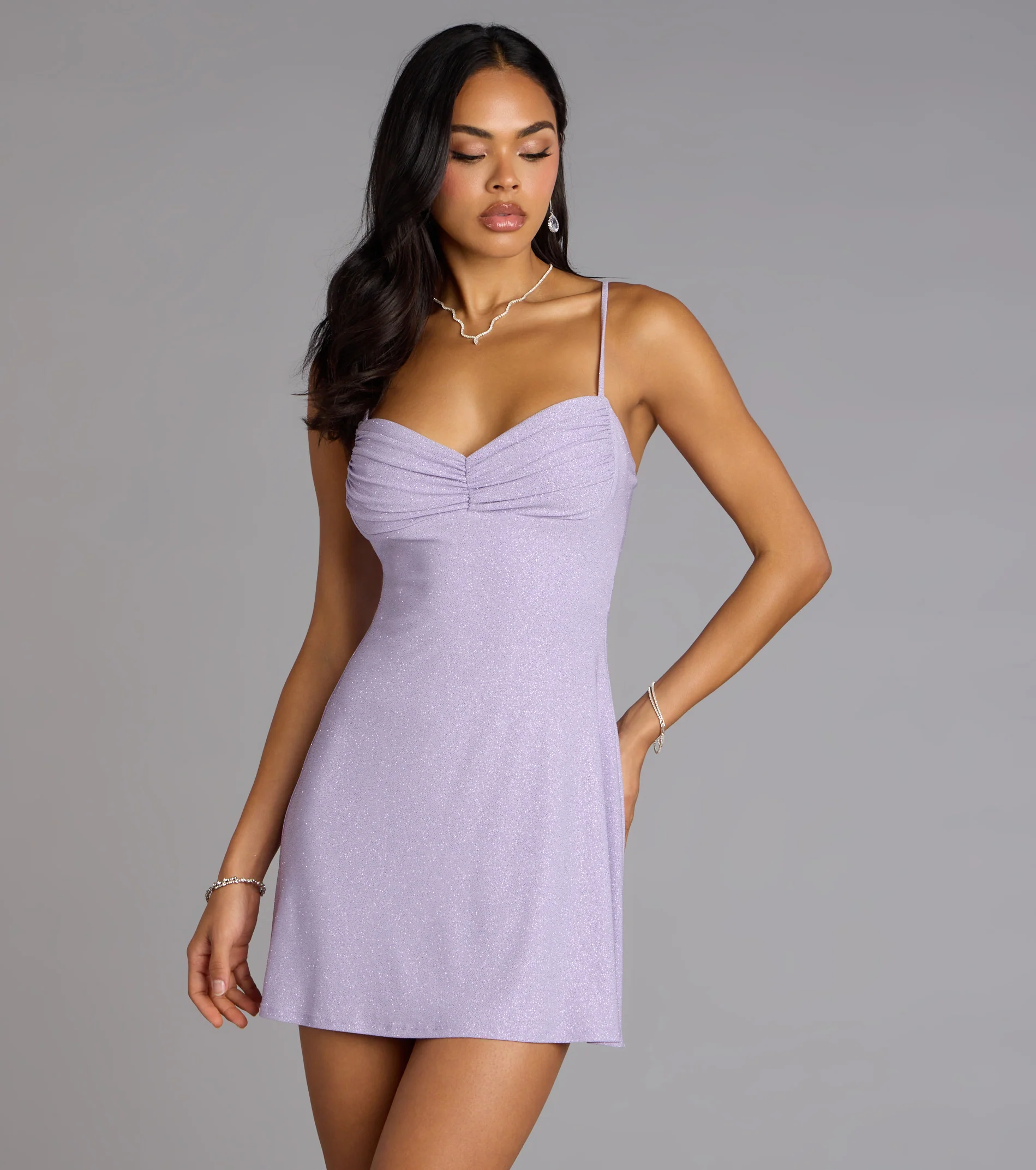 Sweet Shimmer Glitter A-Line Mini Dress