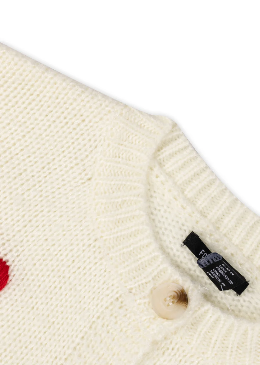 Heart Print Cropped Cardigan