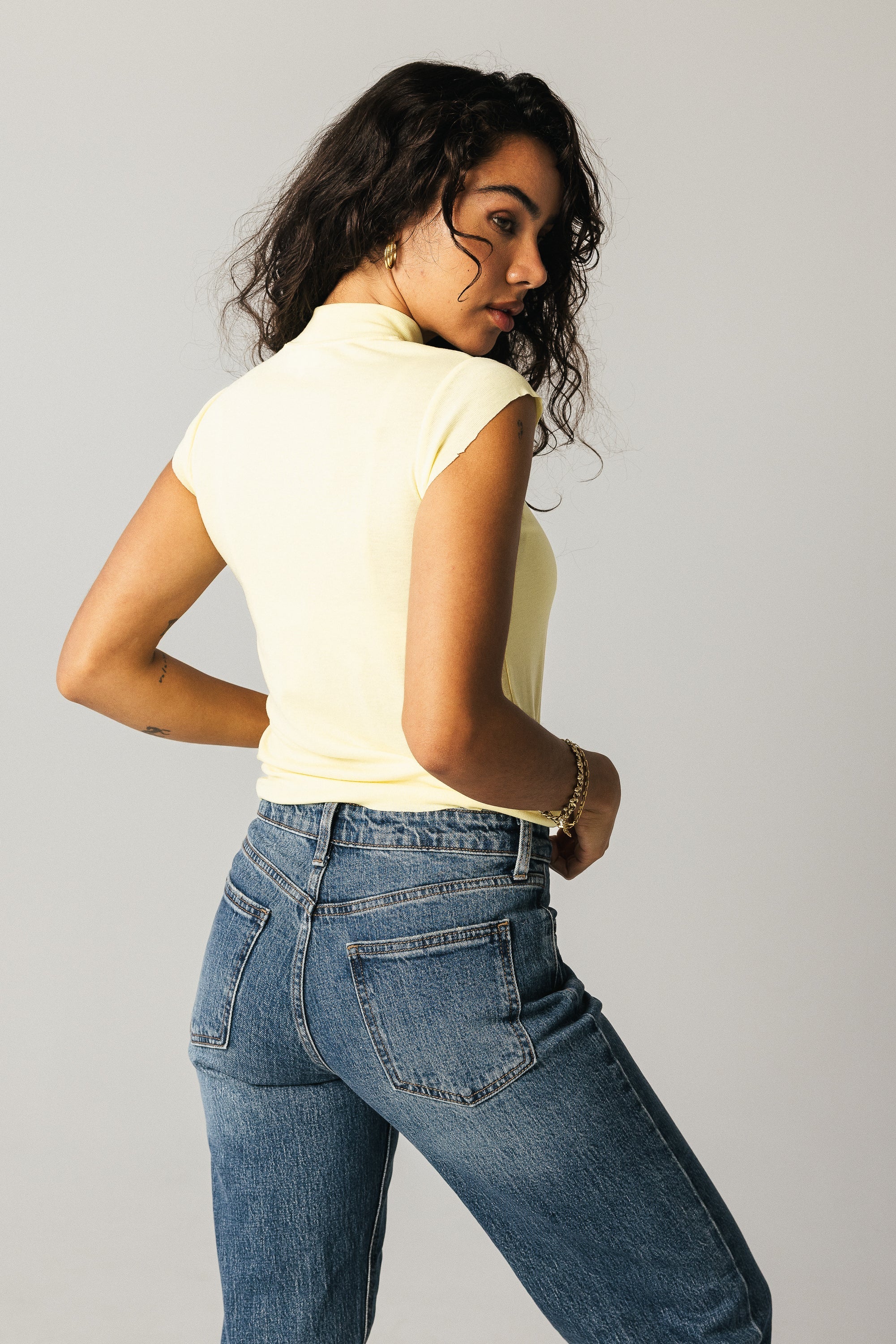 Sunny Mock Neck Top in Yellow
