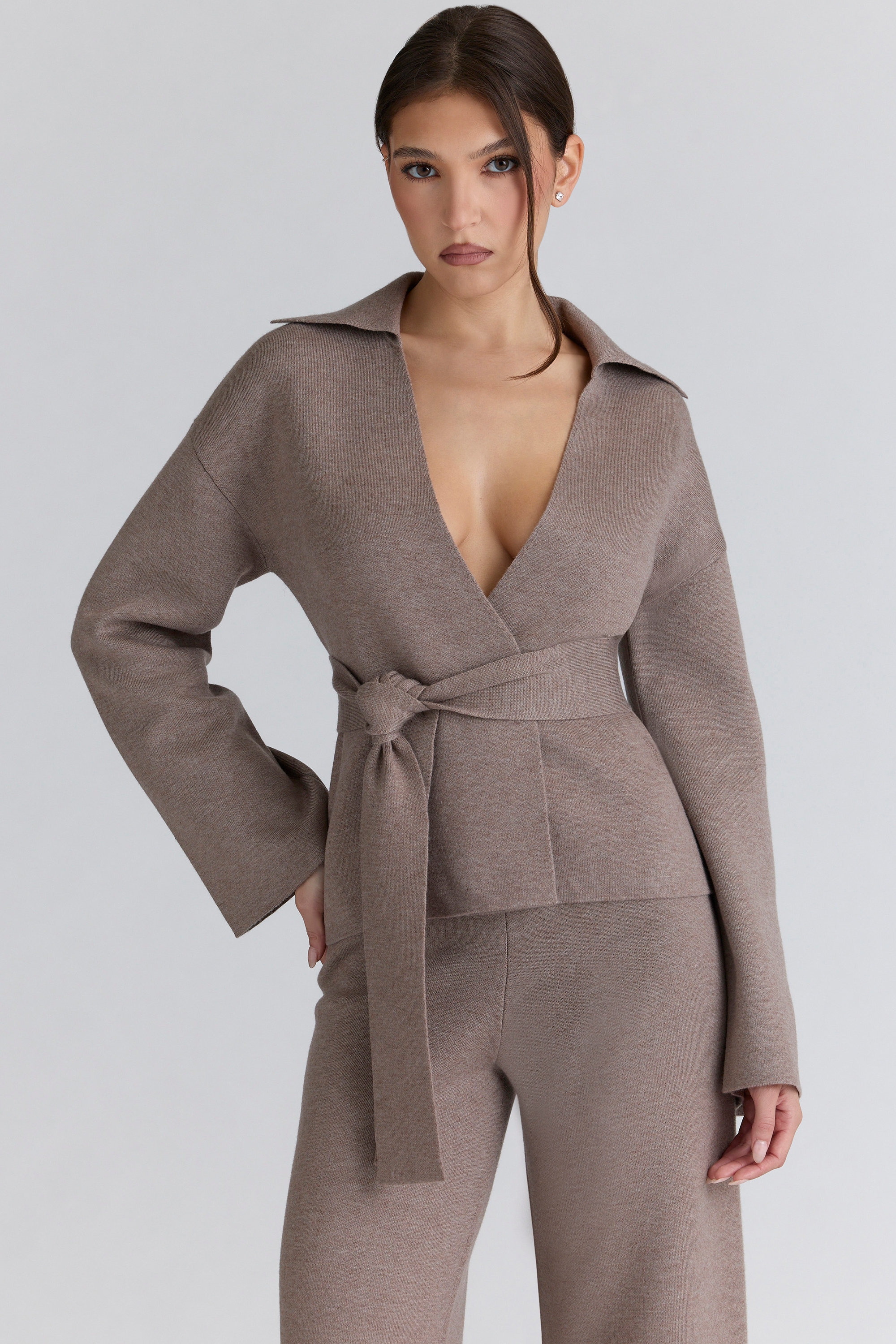 Taupe Wool Wrap Contour Jacket