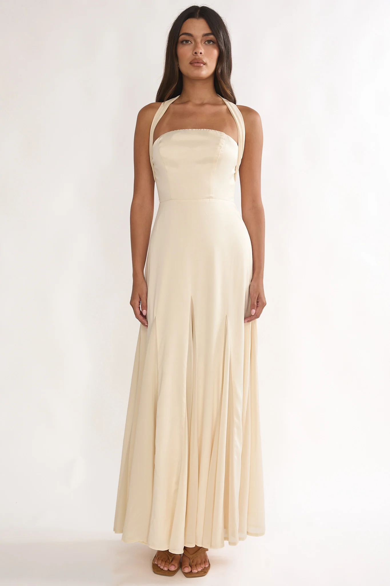 Loro Godet Hem Maxi Dress Butter - luluinthesky