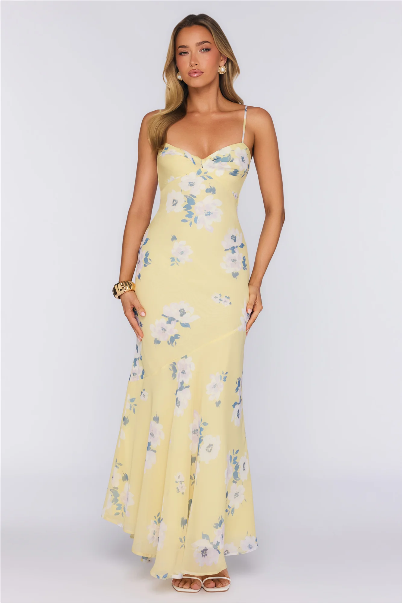 Morning Sun Floral Twist Maxi Dress Yellow
