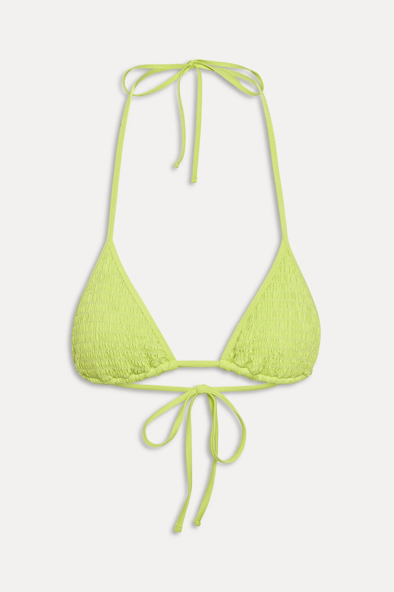 Nick Smocked Triangle Bikini Top - Sea Glass Green