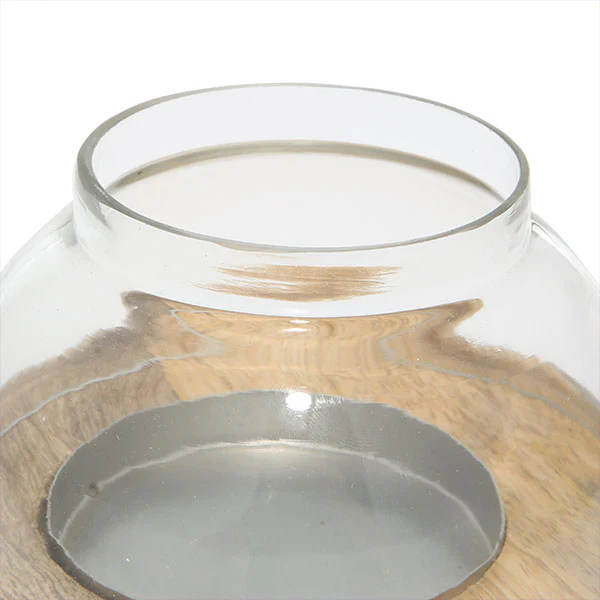 Wooden and Glass Cloche Candle Holders, Set of 2