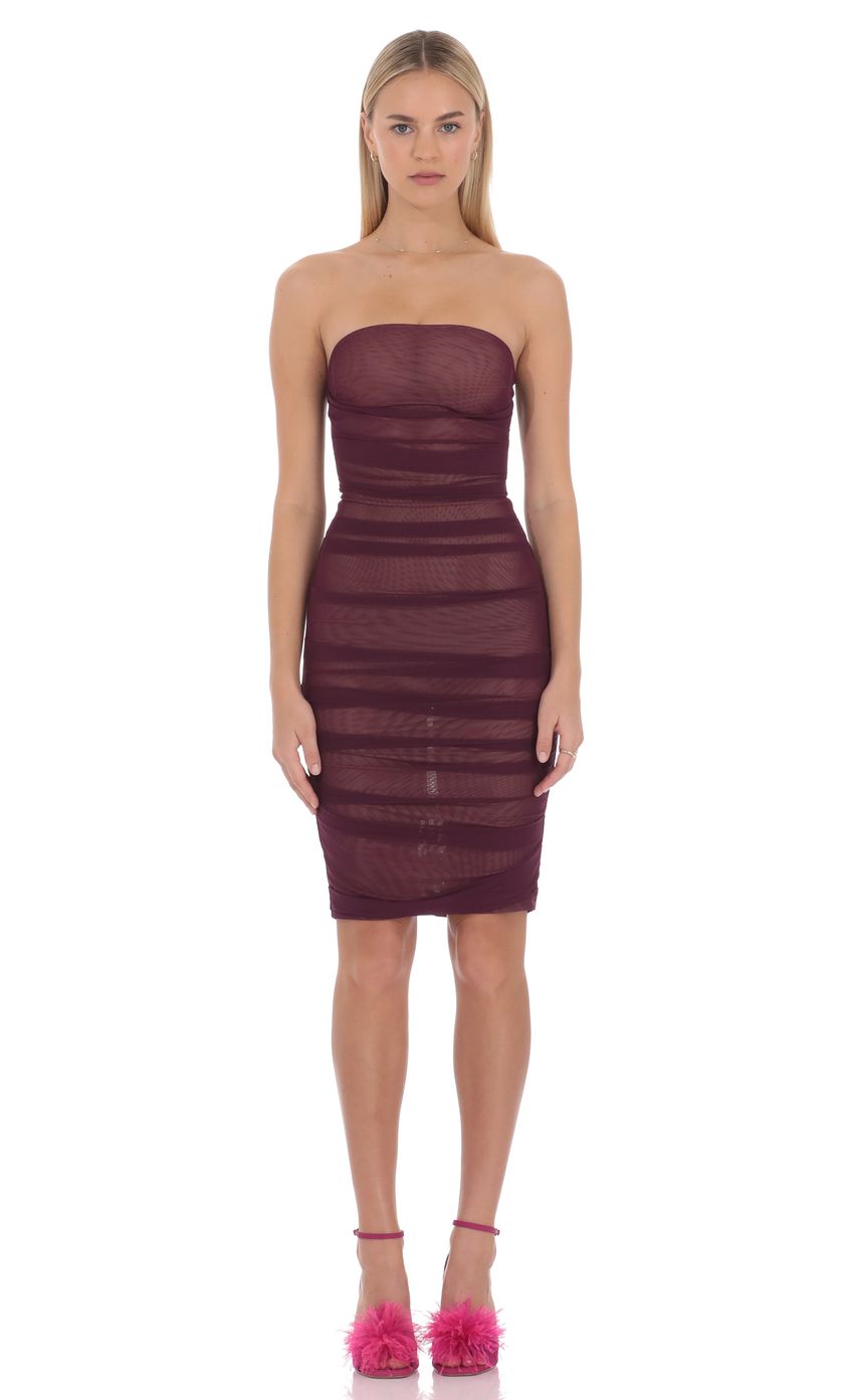 Velara Mesh Strapless Midi Dress