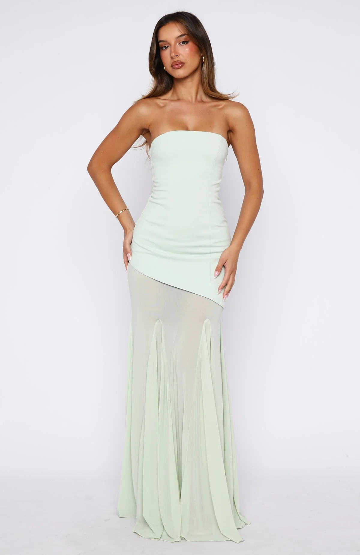 Sending My Best Strapless Maxi Dress Matcha