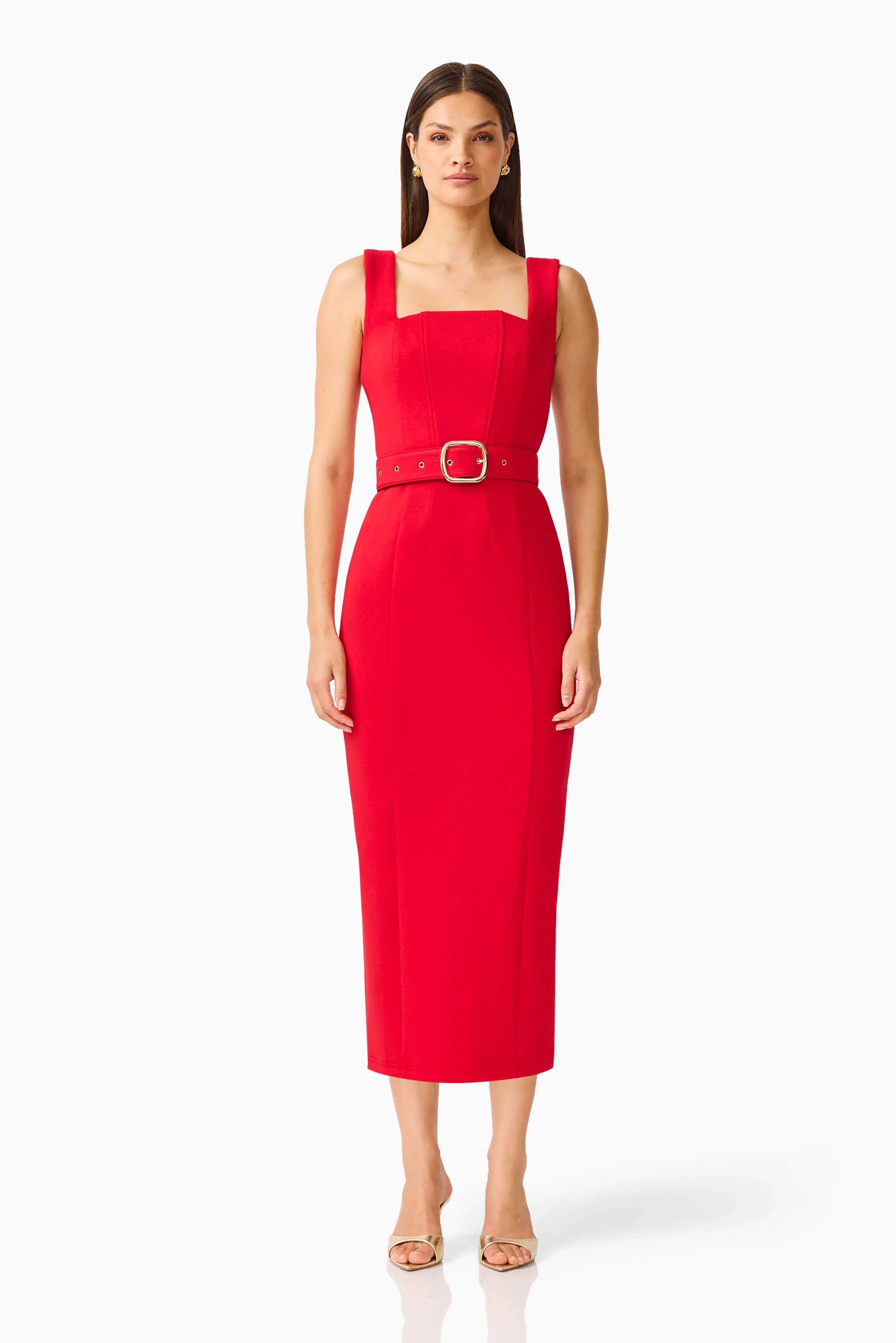CURAAE Aris Midi Dress in Red