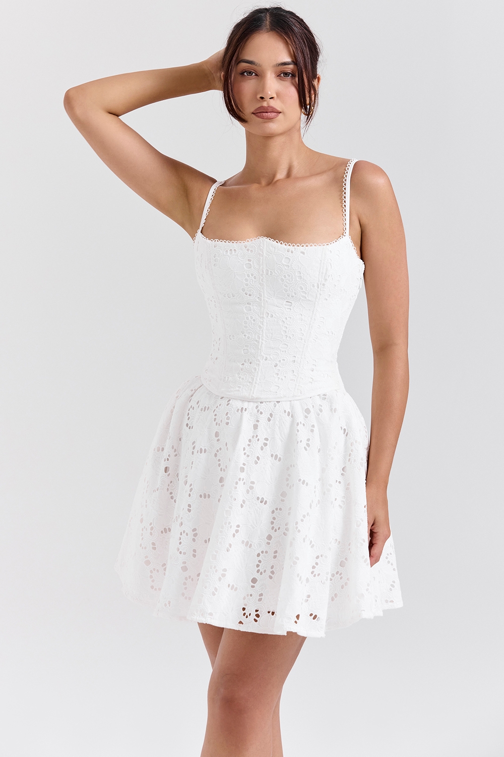 White Broderie Anglais Mini Dress