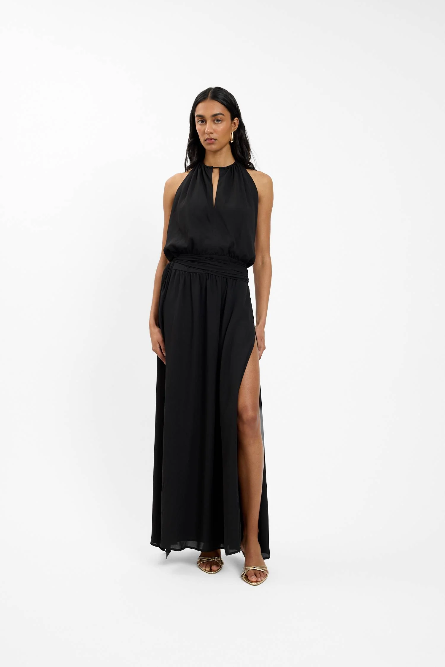 Draped Backless Gown | Black