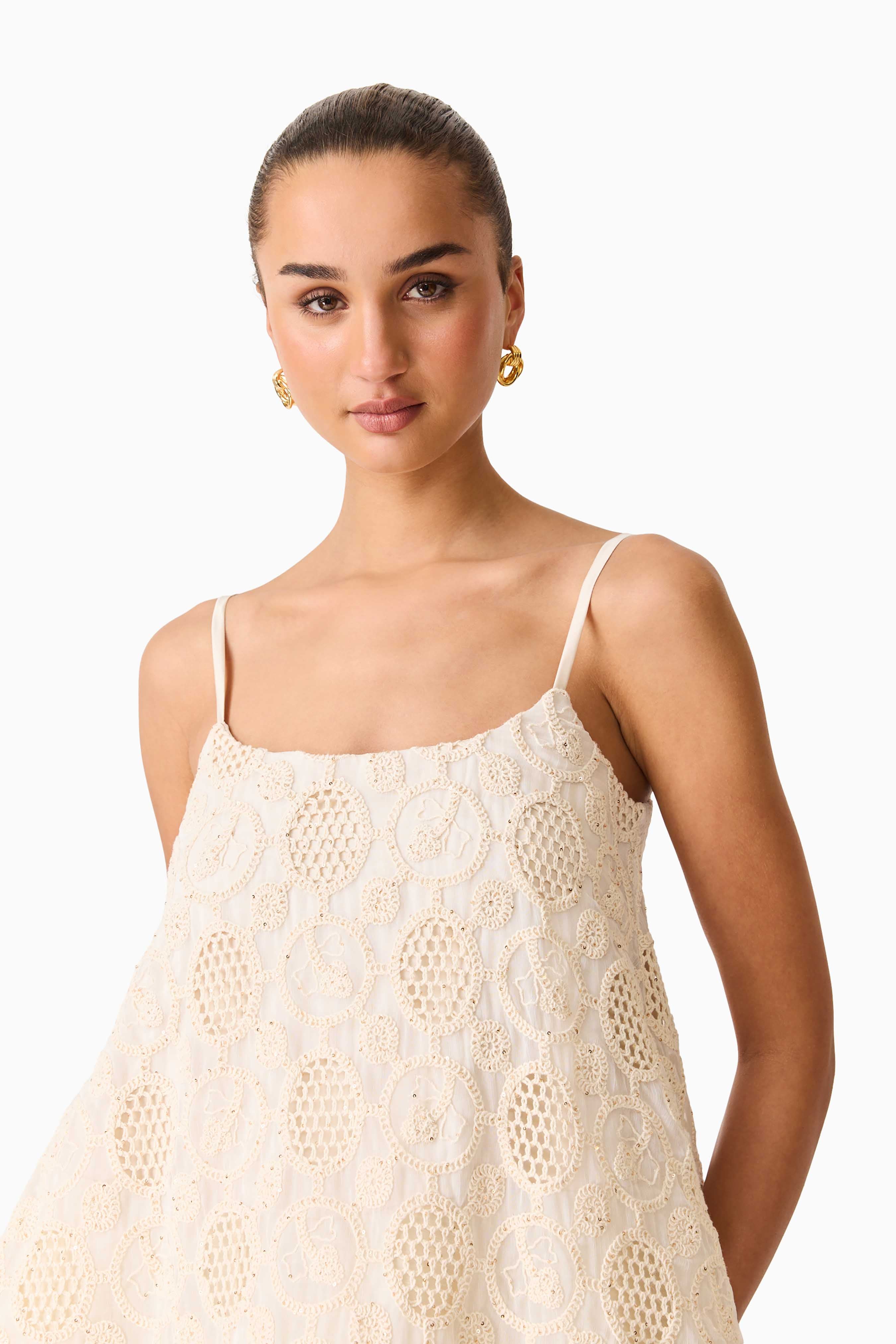 Vessia Shift Mini Dress in Cream