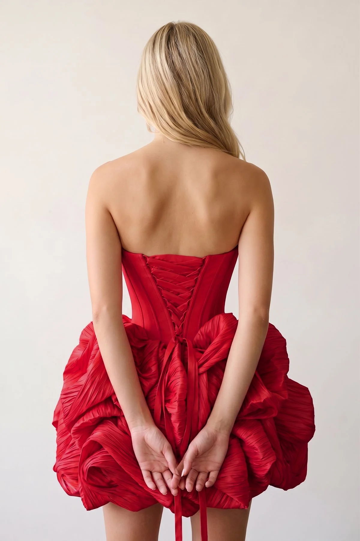 Black Bubble Hem Strapless Basque Waist Homecoming Dress With Beading