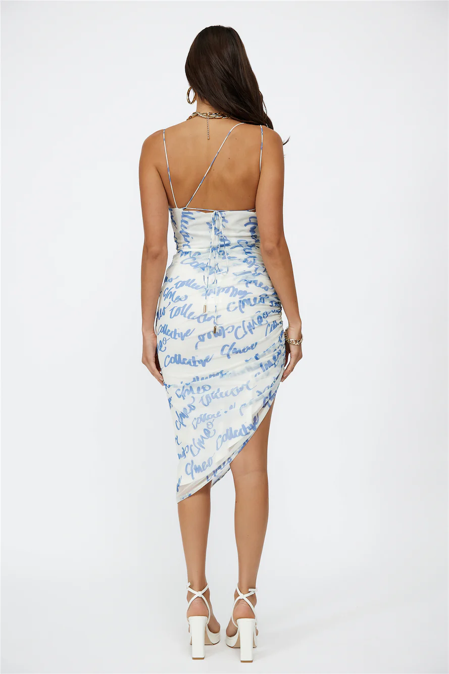 C/MEO Slow Burn Midi Dress Blue - luluinthesky