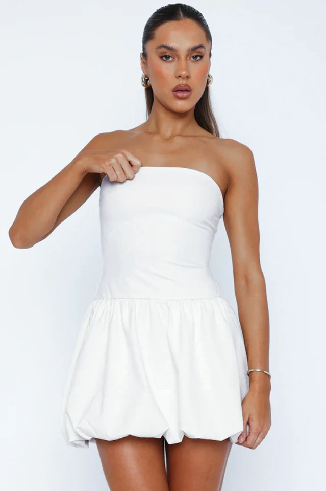 Tube Bubble Hem Mini Dress