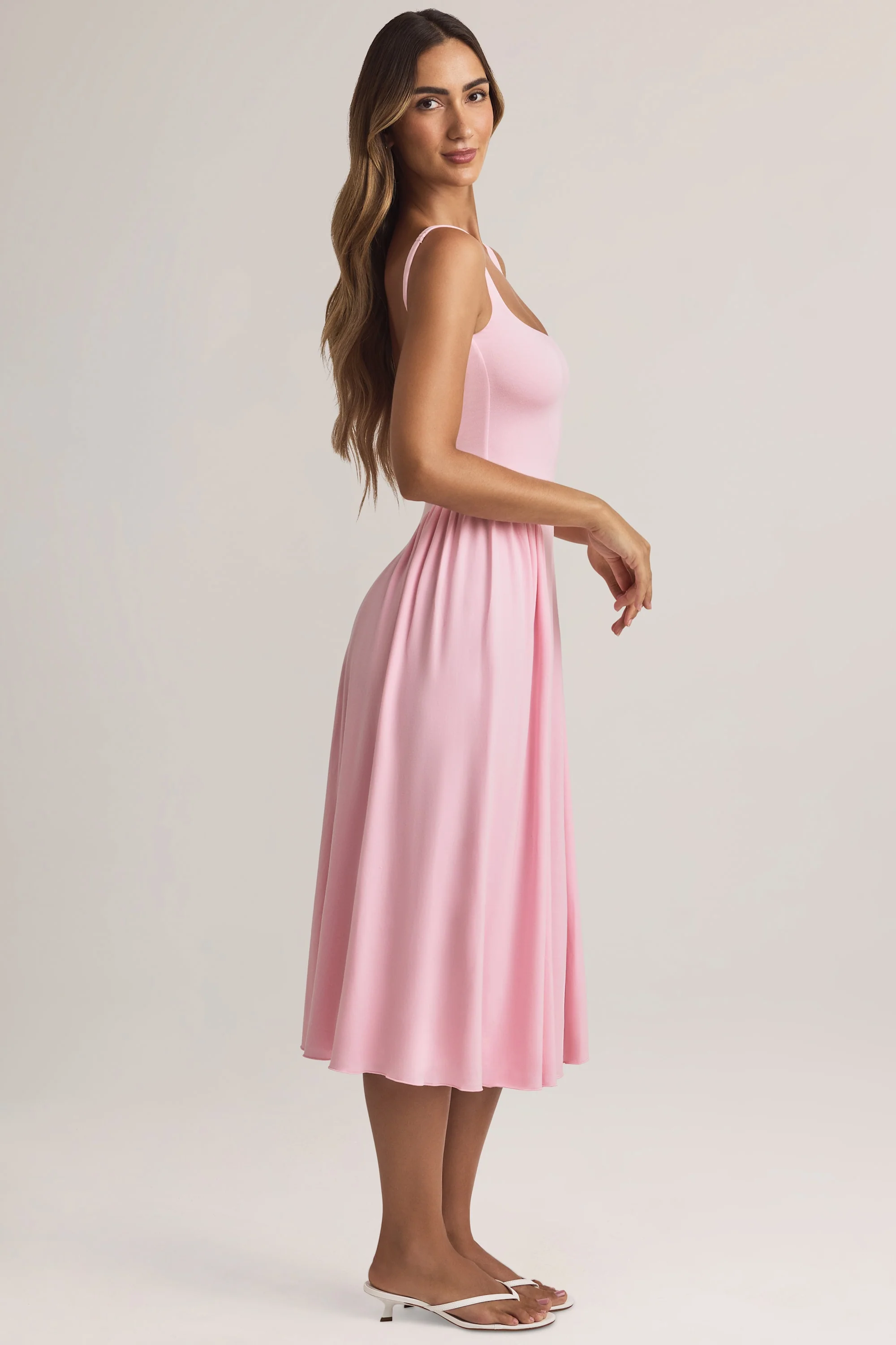 Modal A-Line Midaxi Dress in Pastel Pink