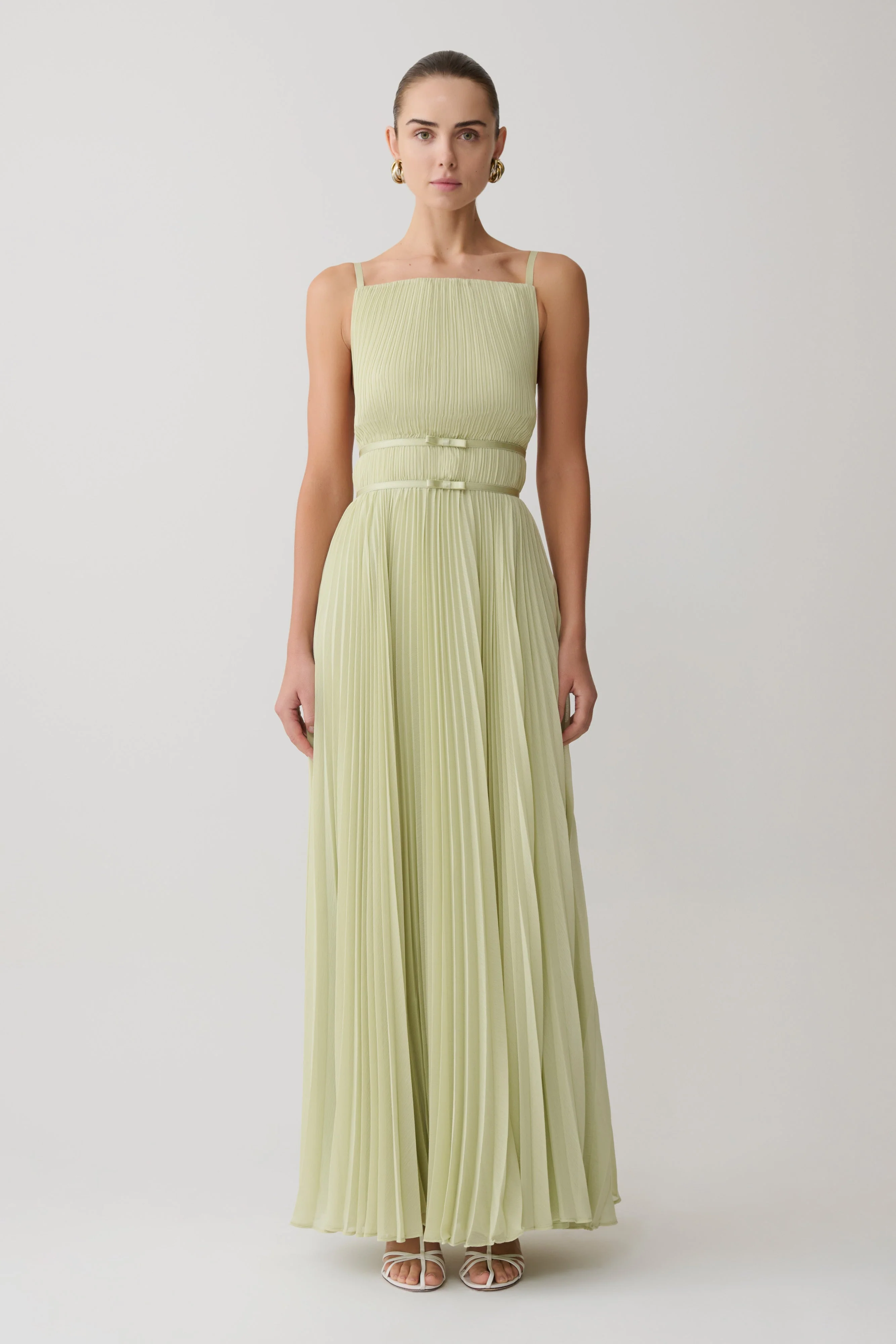 Clarisse Pleated Maxi Dress - Sage
