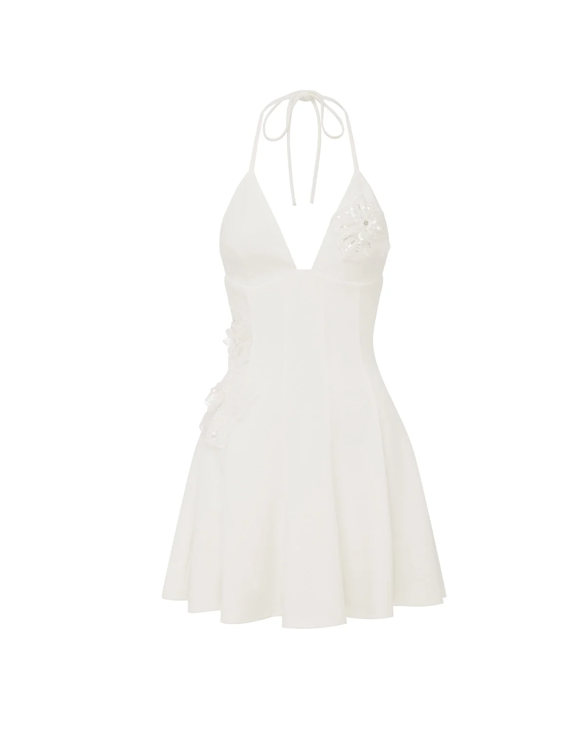 ISMERIE HALTER MINI DRESS - WHITE