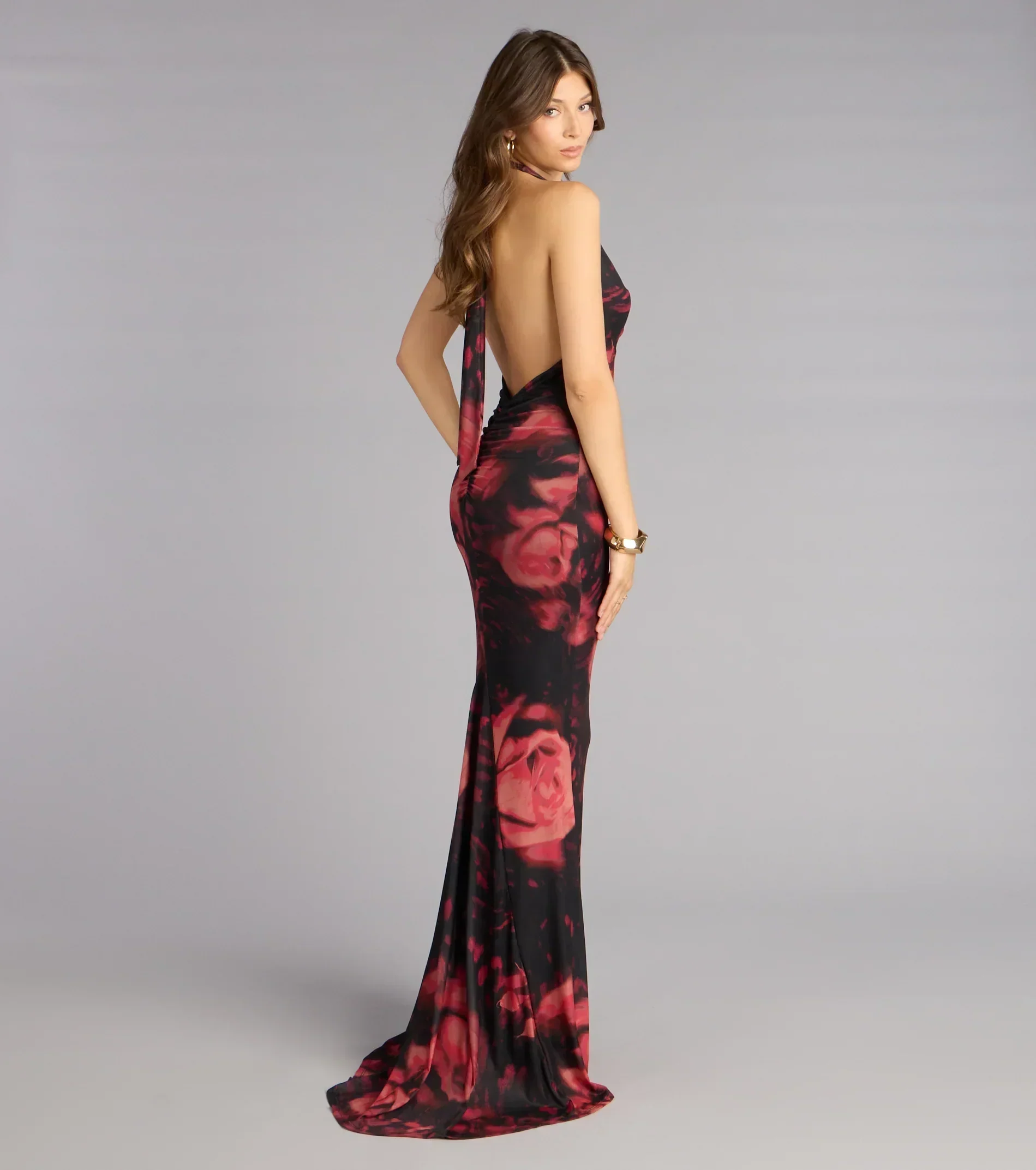 Fable Rose Floral Mermaid Formal Dress