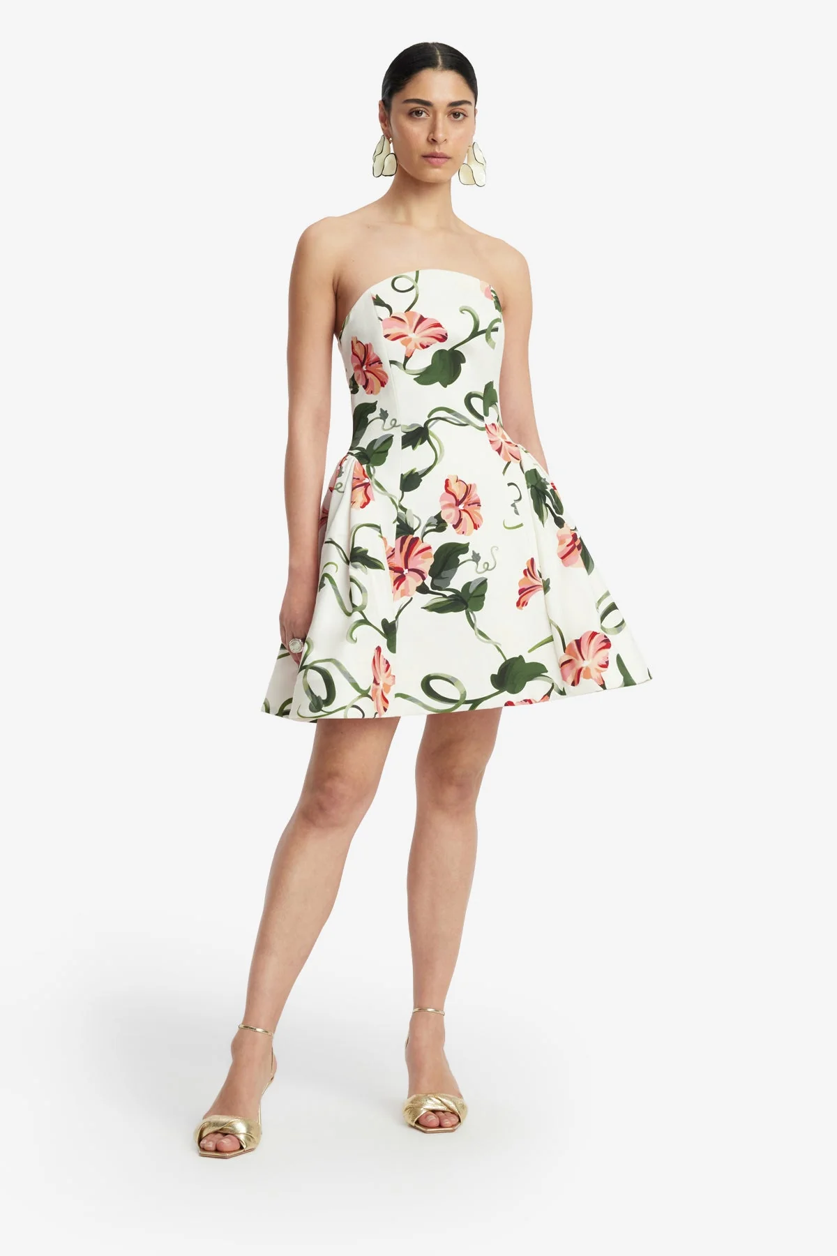 Reese Bustier Mini Dress - Vine Print in Snow