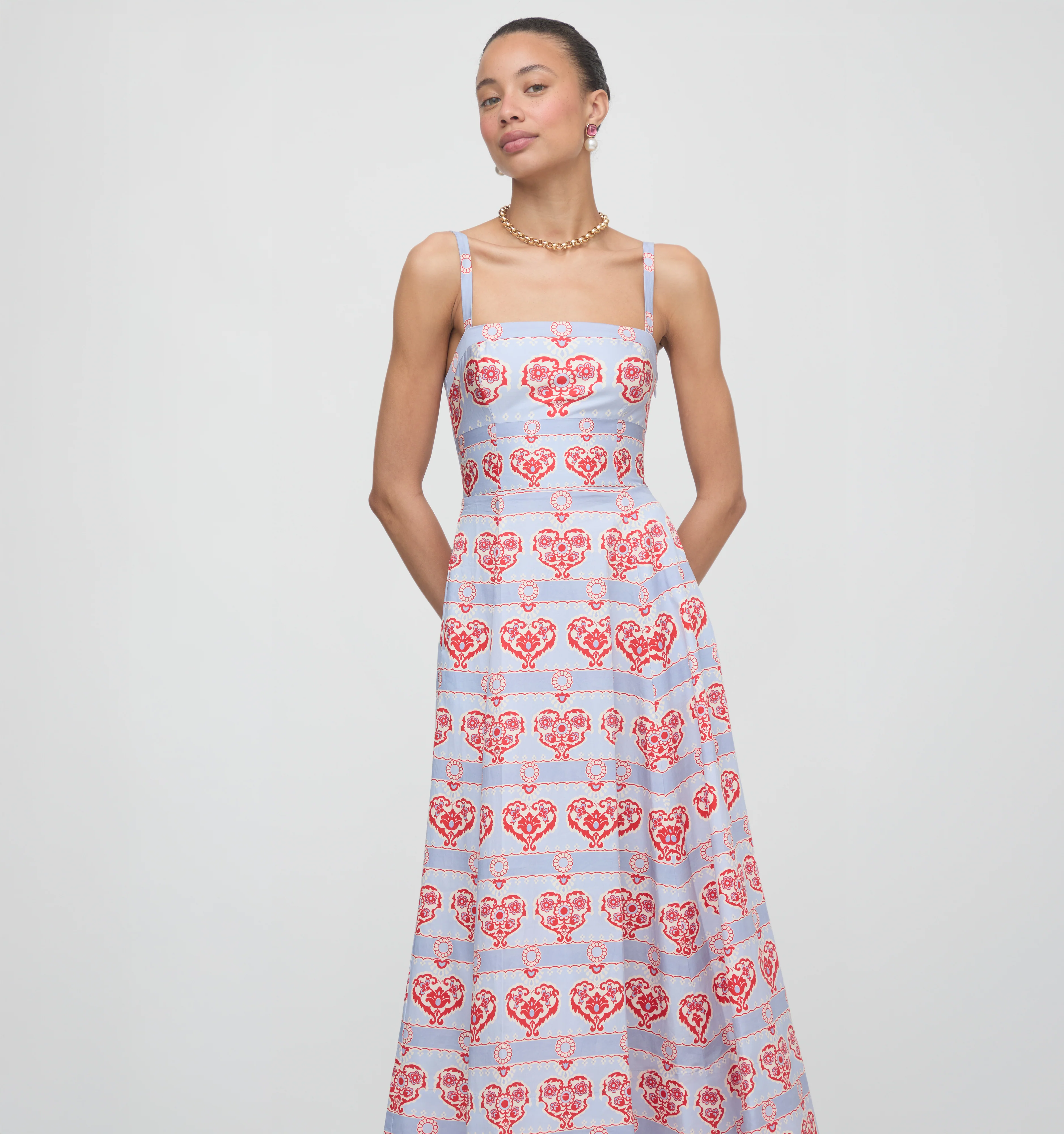 The Margot Dress - Poppy Damask Stripe