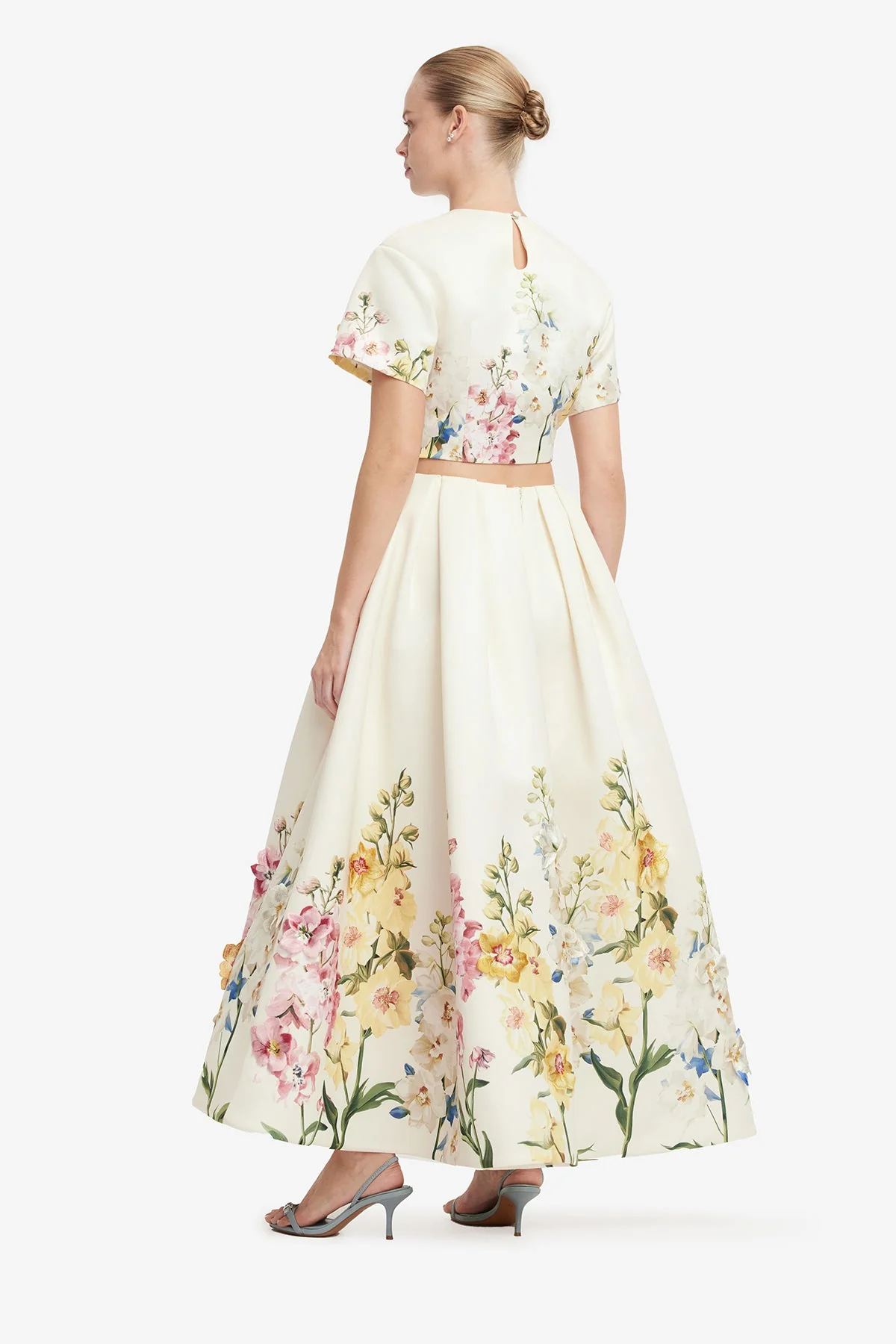 Riley Embroidered Sleeve Top - Snapdragon Print in Snow