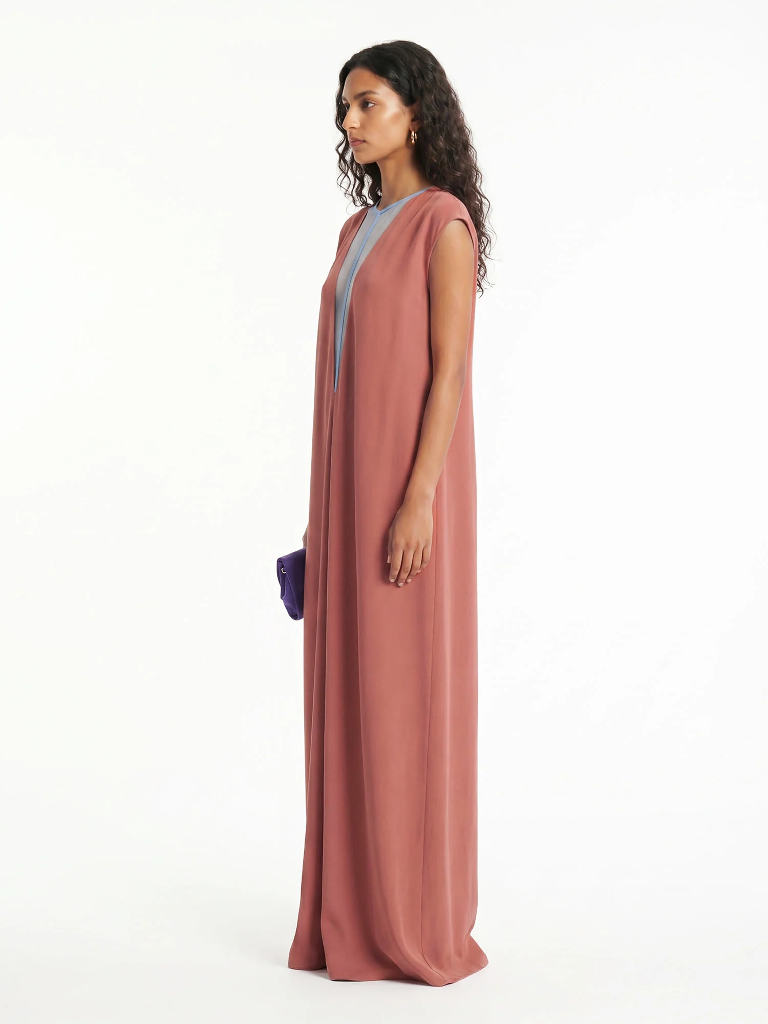 Terracotta Sheer Panel Maxi Dress
