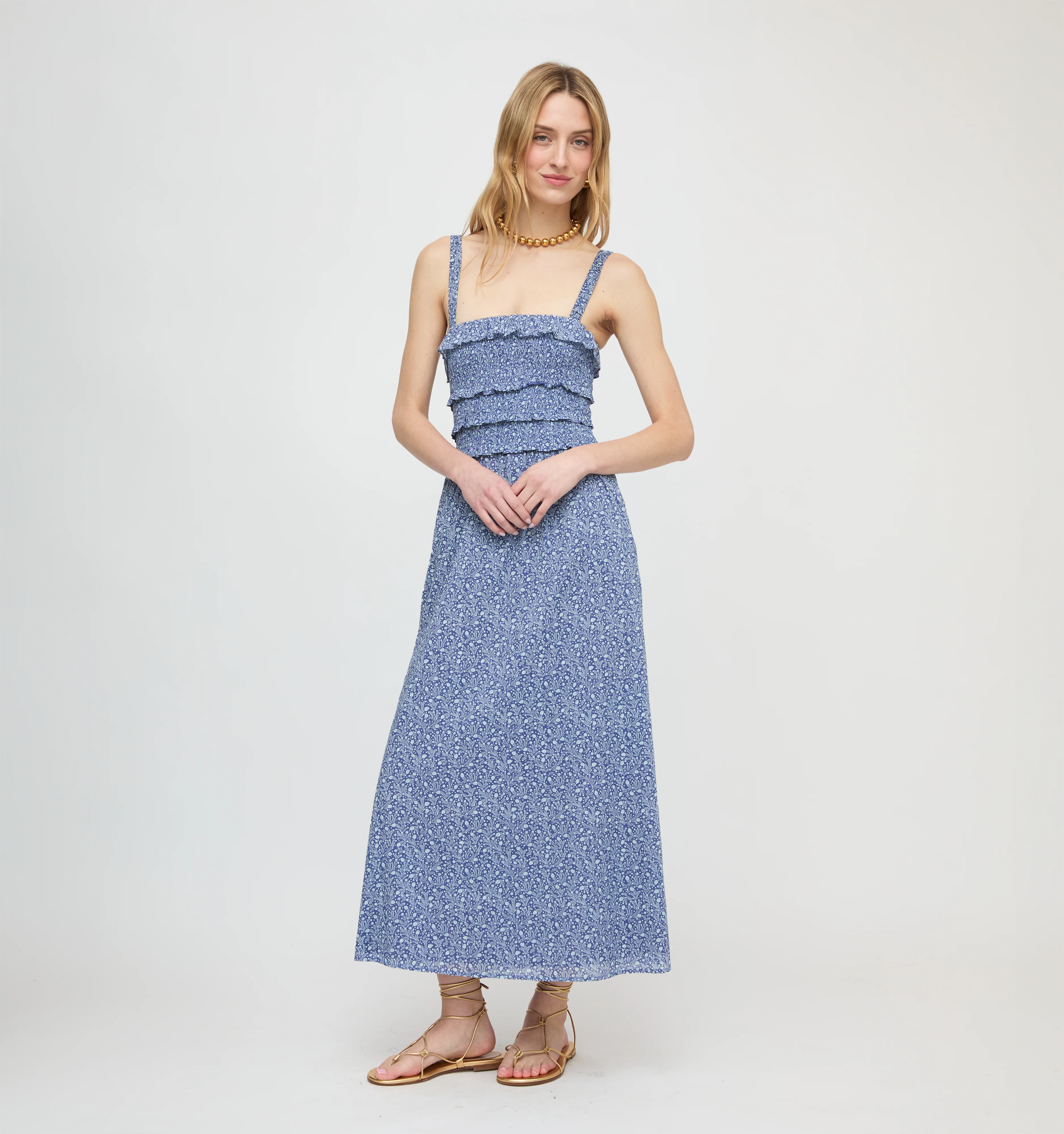 The Analiese Nap Dress - Cornflower Ditsy Thistle
