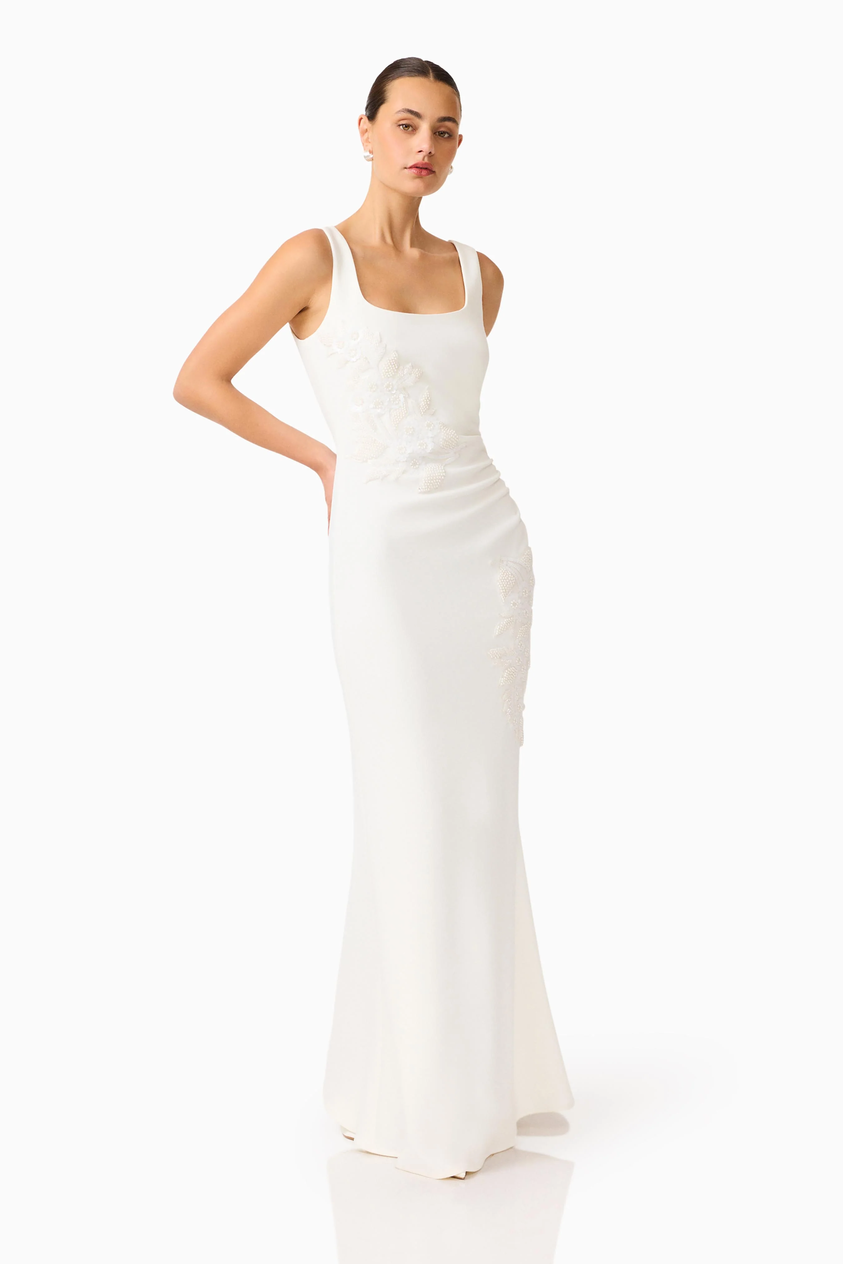 Odelia Beaded Maxi Dress in White
