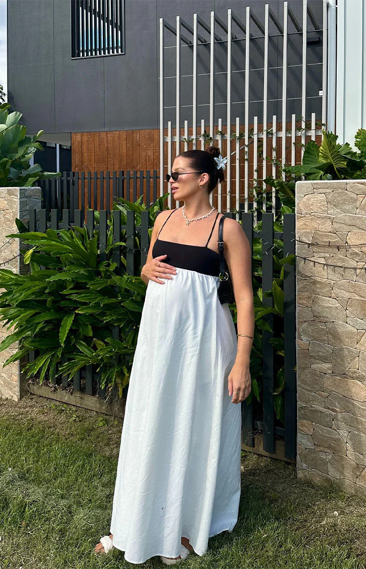 Akari White Contrast Maxi Dress - luluinthesky