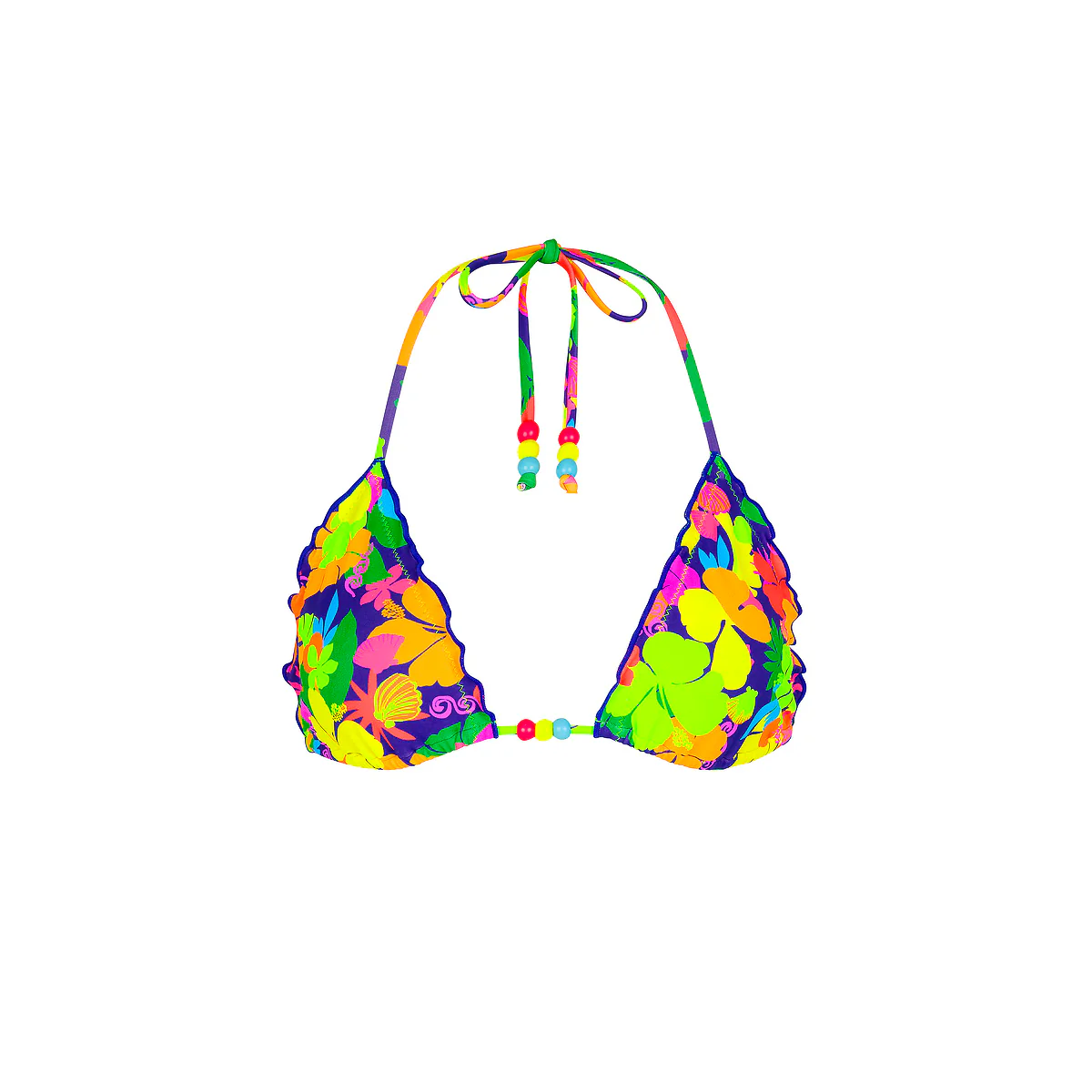 Lettuce Edge Bralette Bikini Top - Neon Sunset