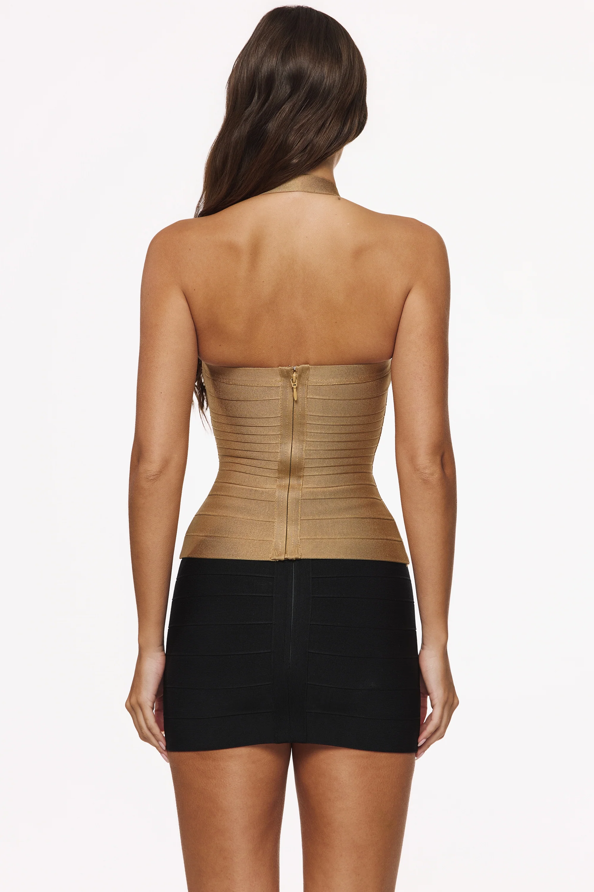 Gold Shimmer Halter Neck Bandage Top