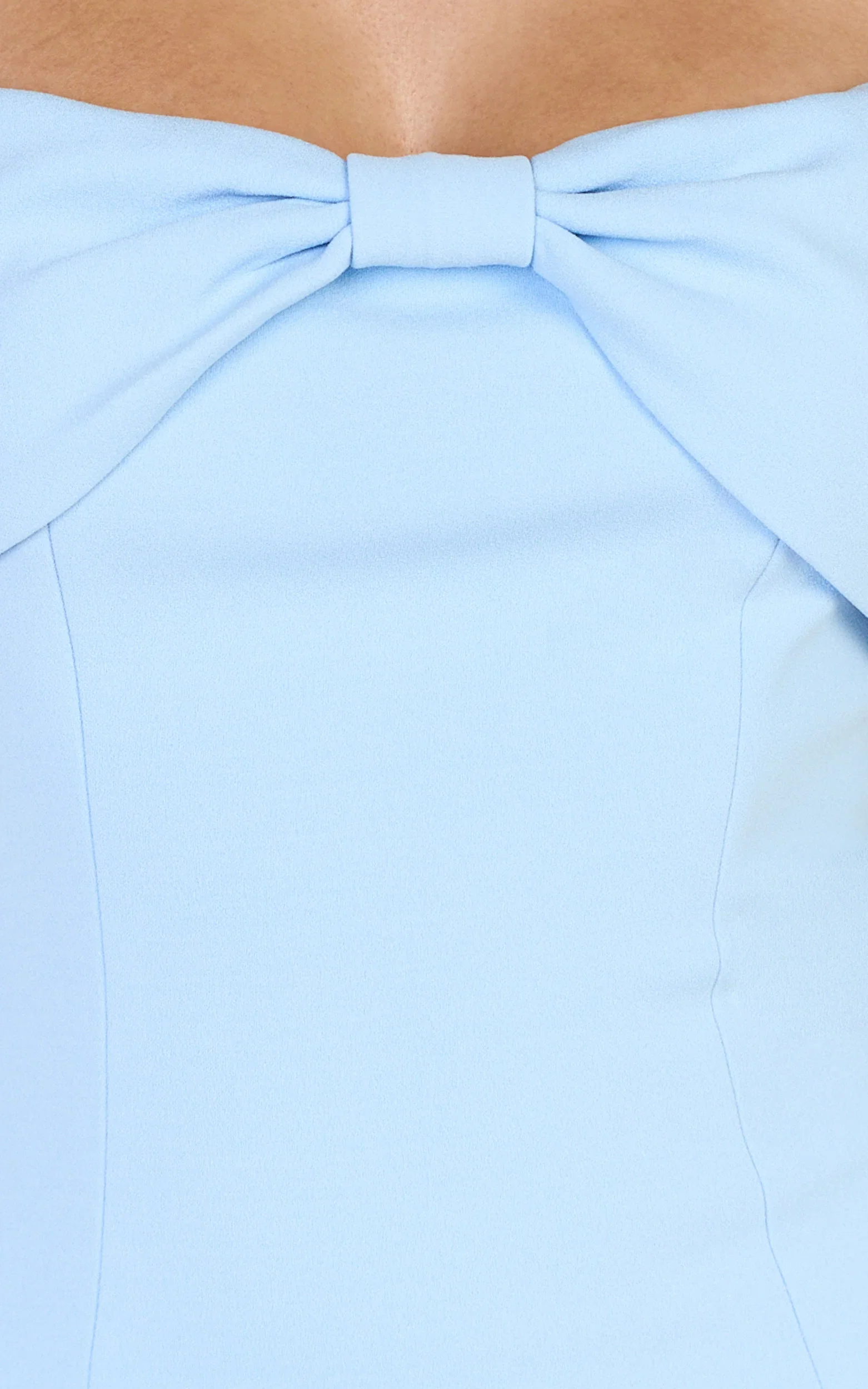 Thalia Mini Dress - Off Shoulder Bow Detail Dress in Light Blue