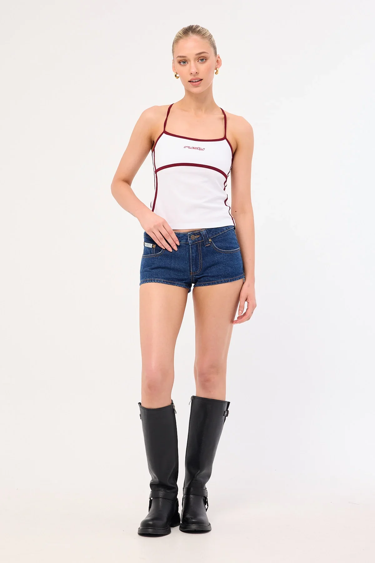 Rusty Lemmy Low Rise Micro Mini Short Deep See Blue