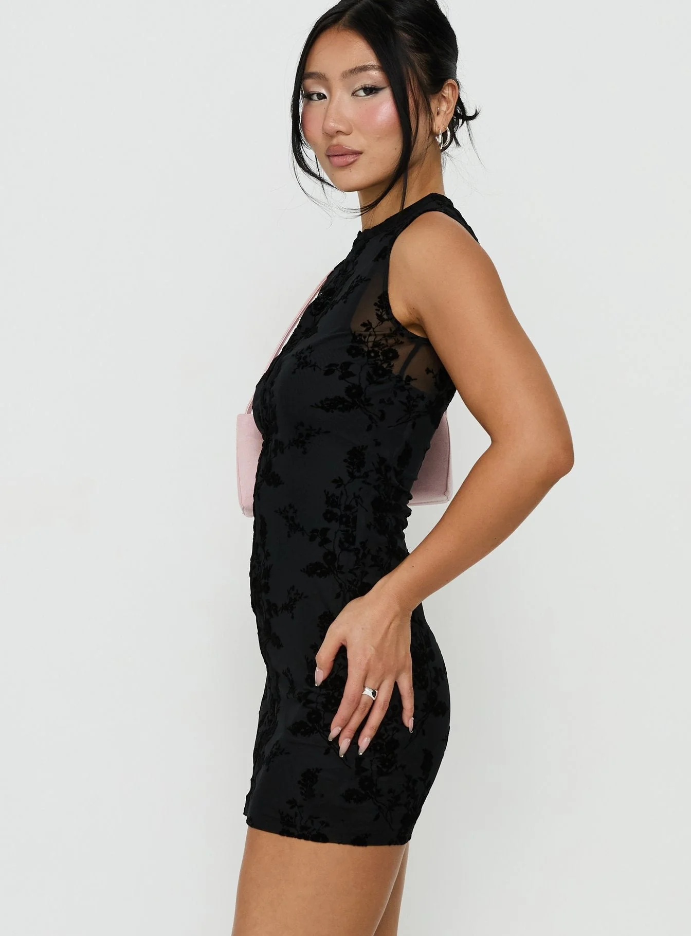 Kelira Keyhole Cutout Mini Dress Black