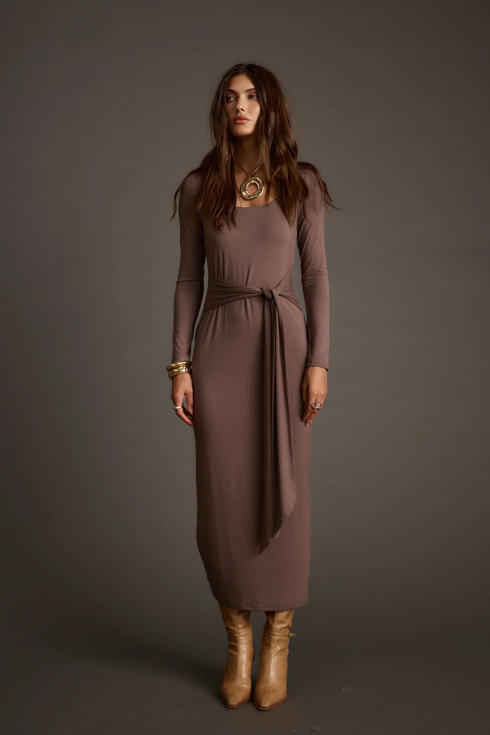 Giavana Dark Taupe Maxi Dress