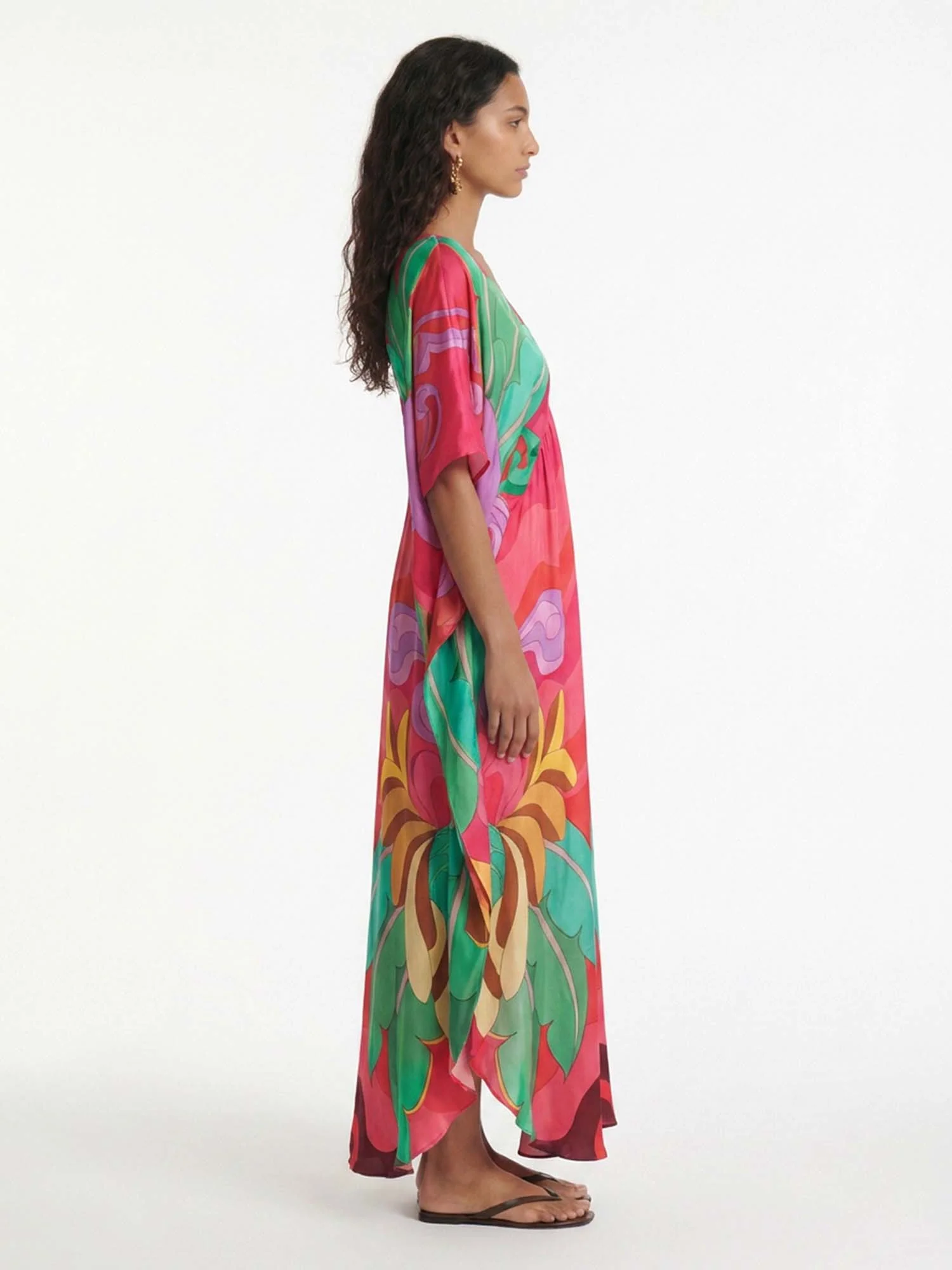 Vibrant Tropical Flow Maxi Dress