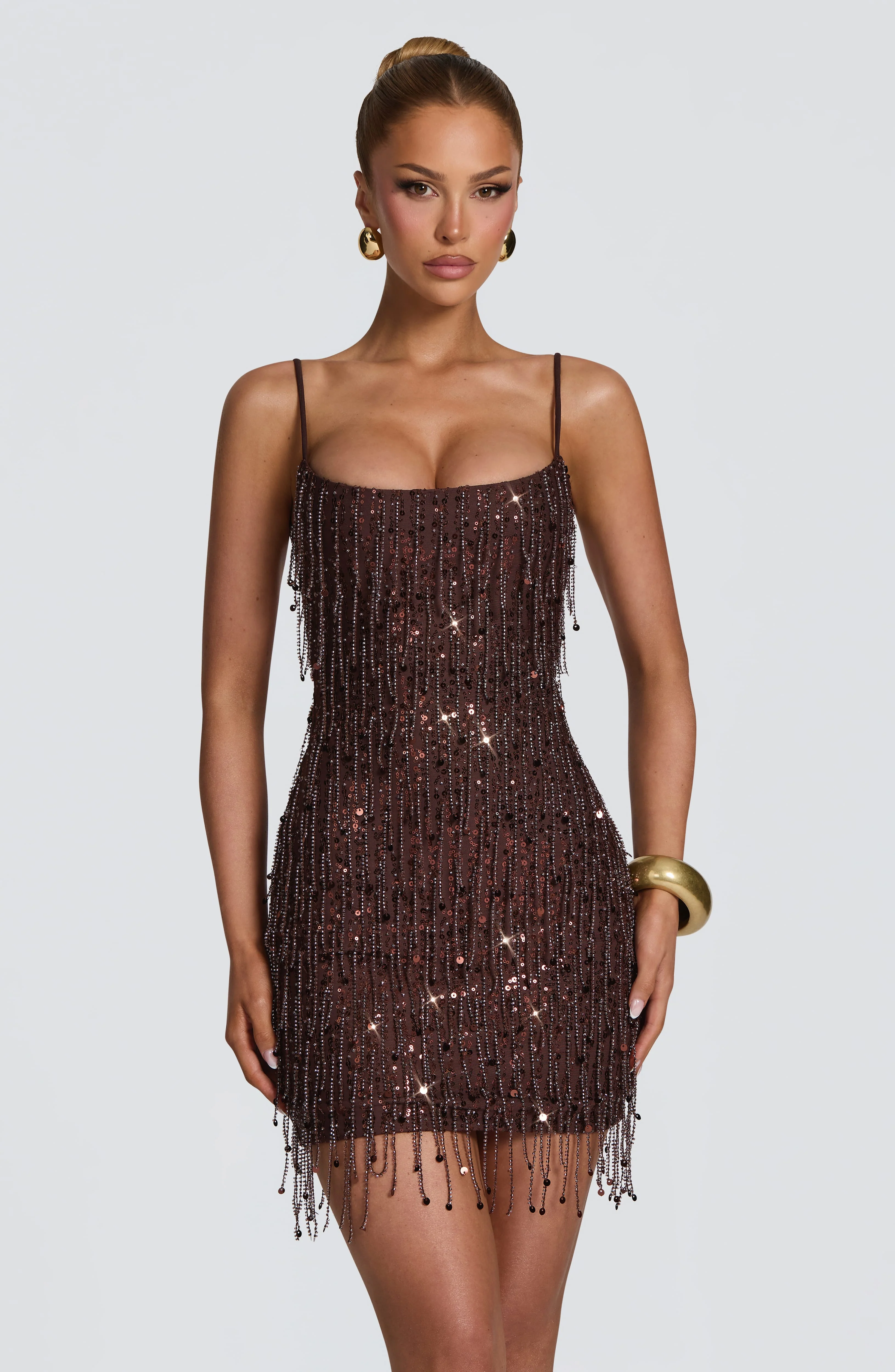 Blaise Mini Dress - Plum Brown