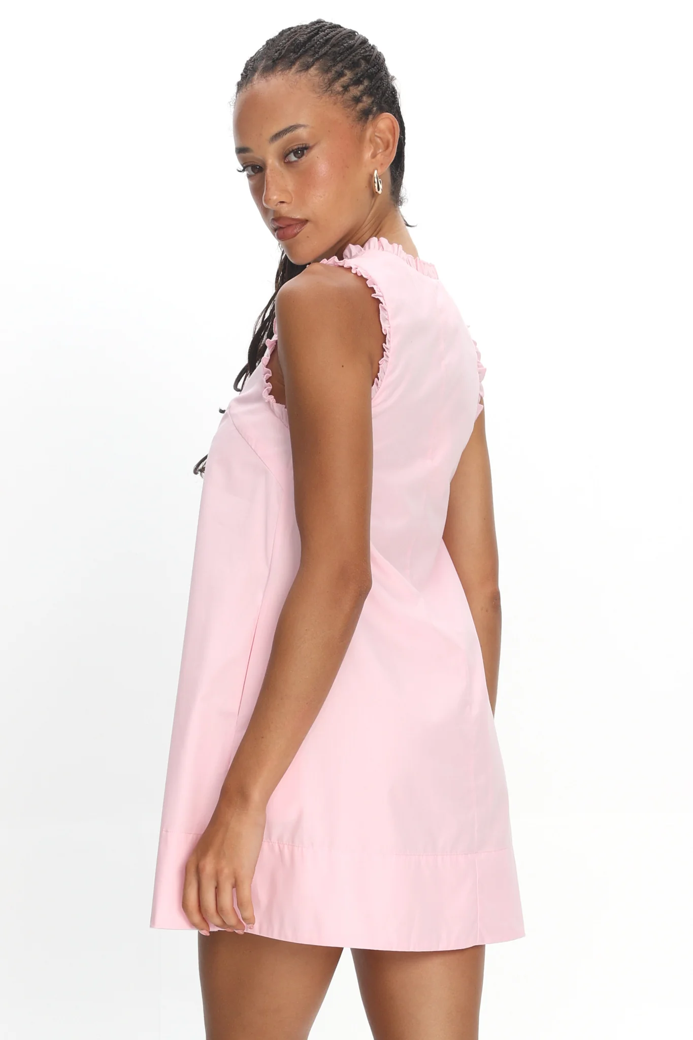 Marava Frill Trim Baby Doll Mini Dress Rosewater - luluinthesky