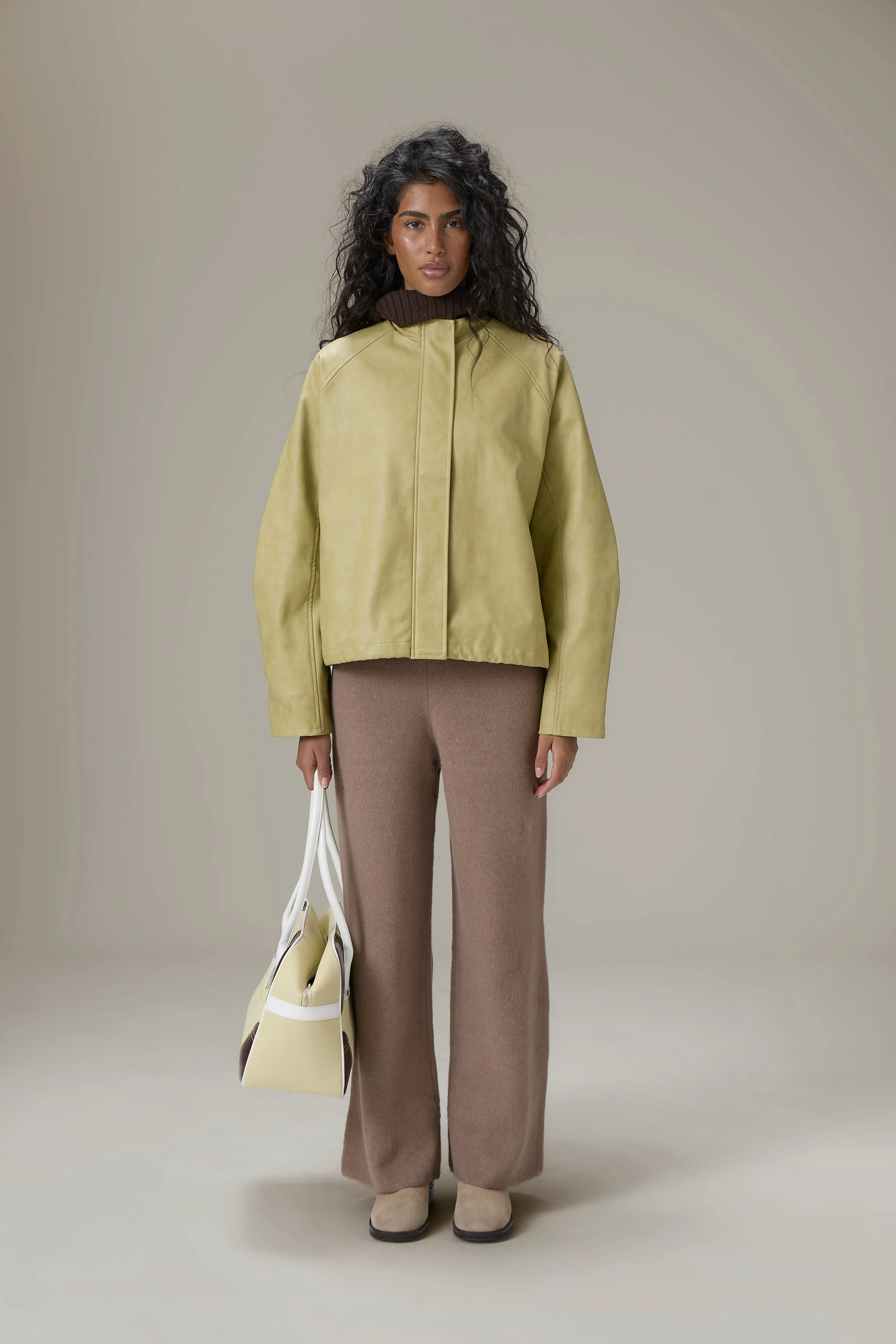 Bramley Faux Leather Jacket in Apple Green
